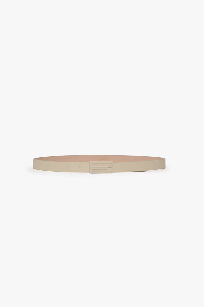 Tonal Frame Belt In Ivory Smooth Leather 1
