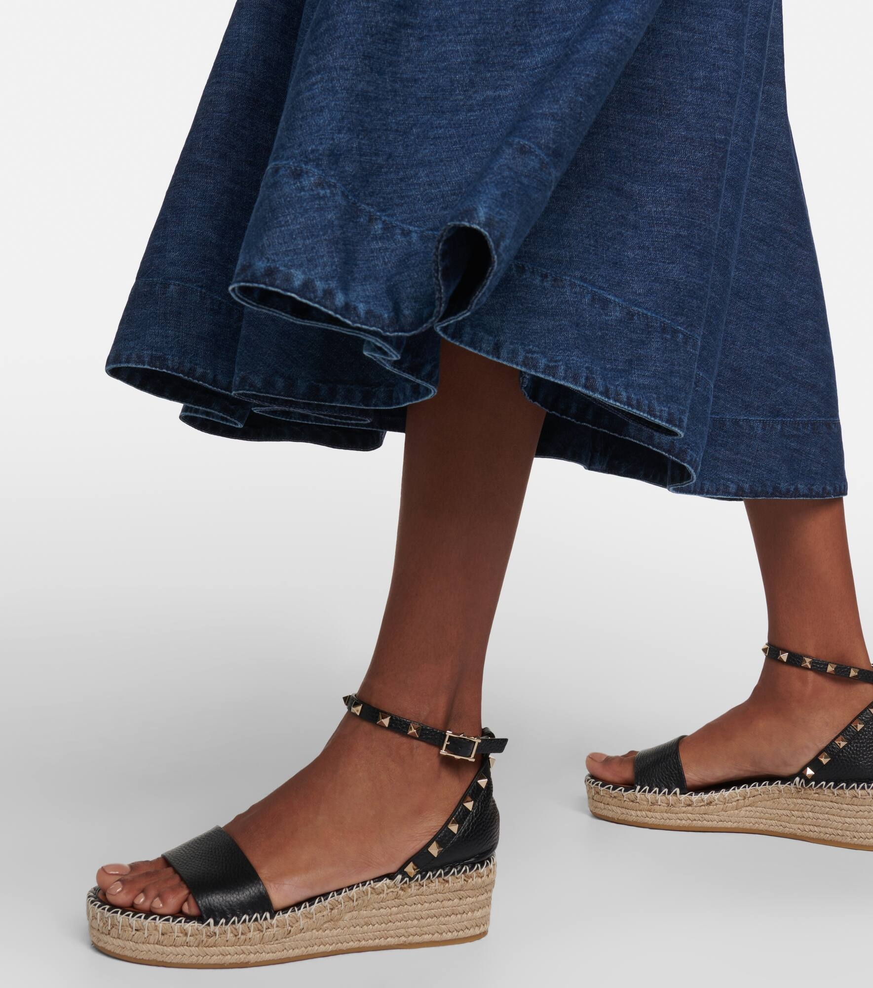 Rockstud leather espadrille wedges - 4