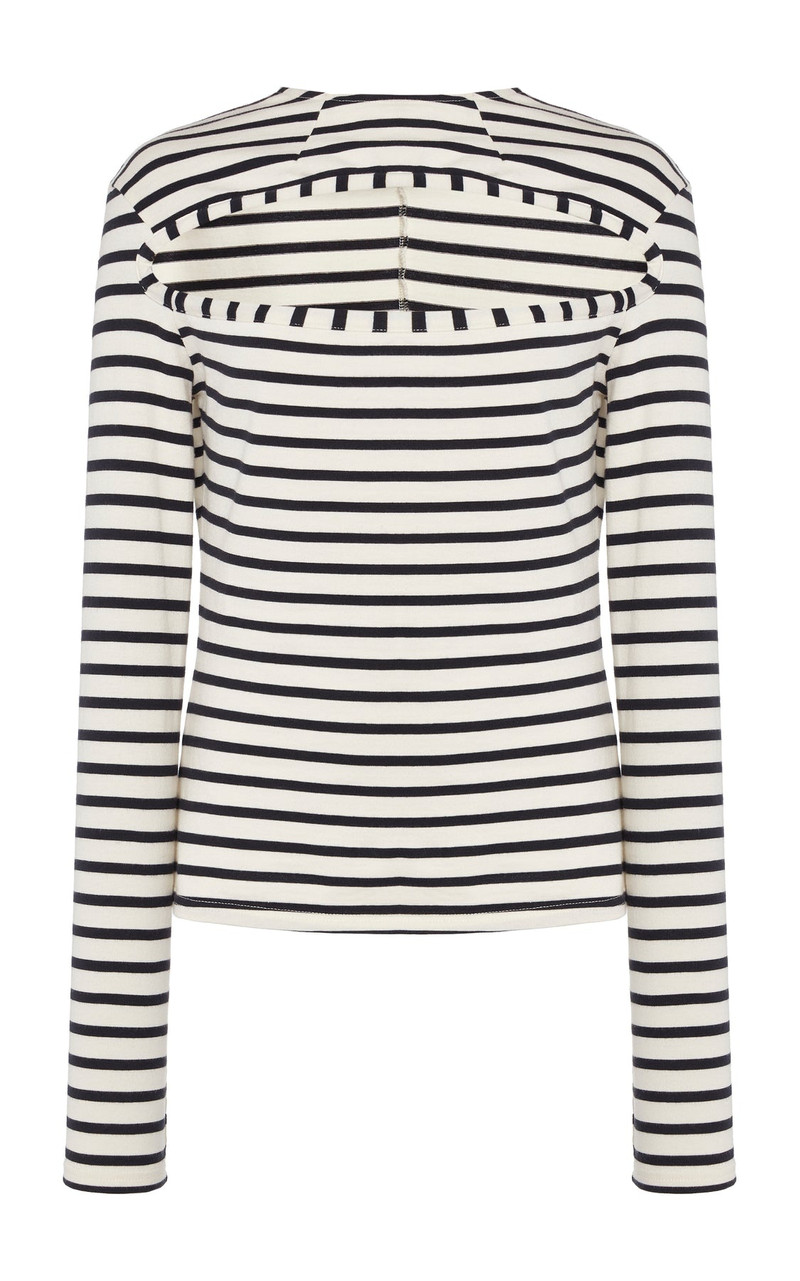 STRIPED FITTED TOP WITH FRONT CUTOUT STRIPED NAVY WHITE 6