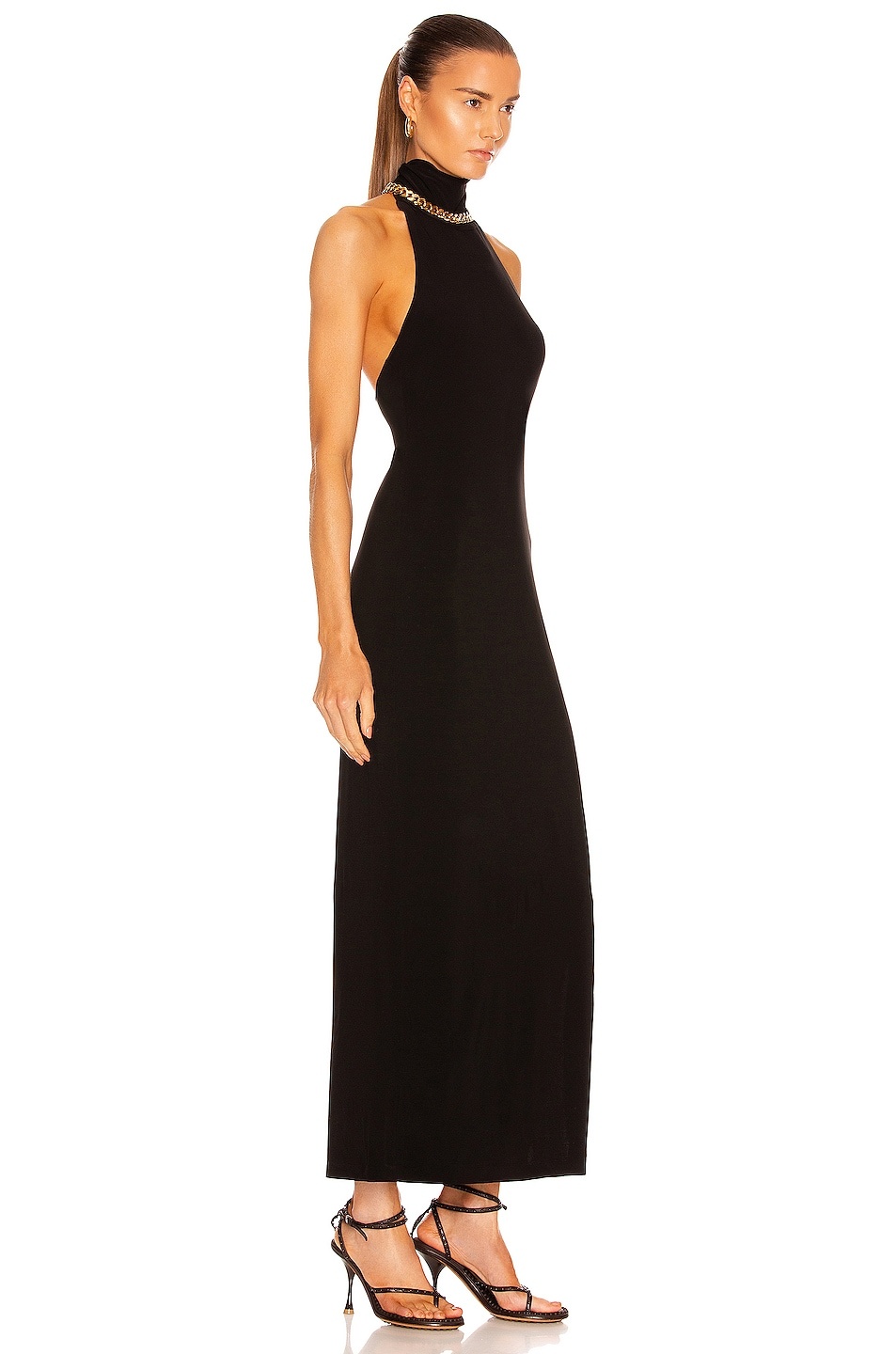 Halter Turtleneck Side Slit Gown - 2