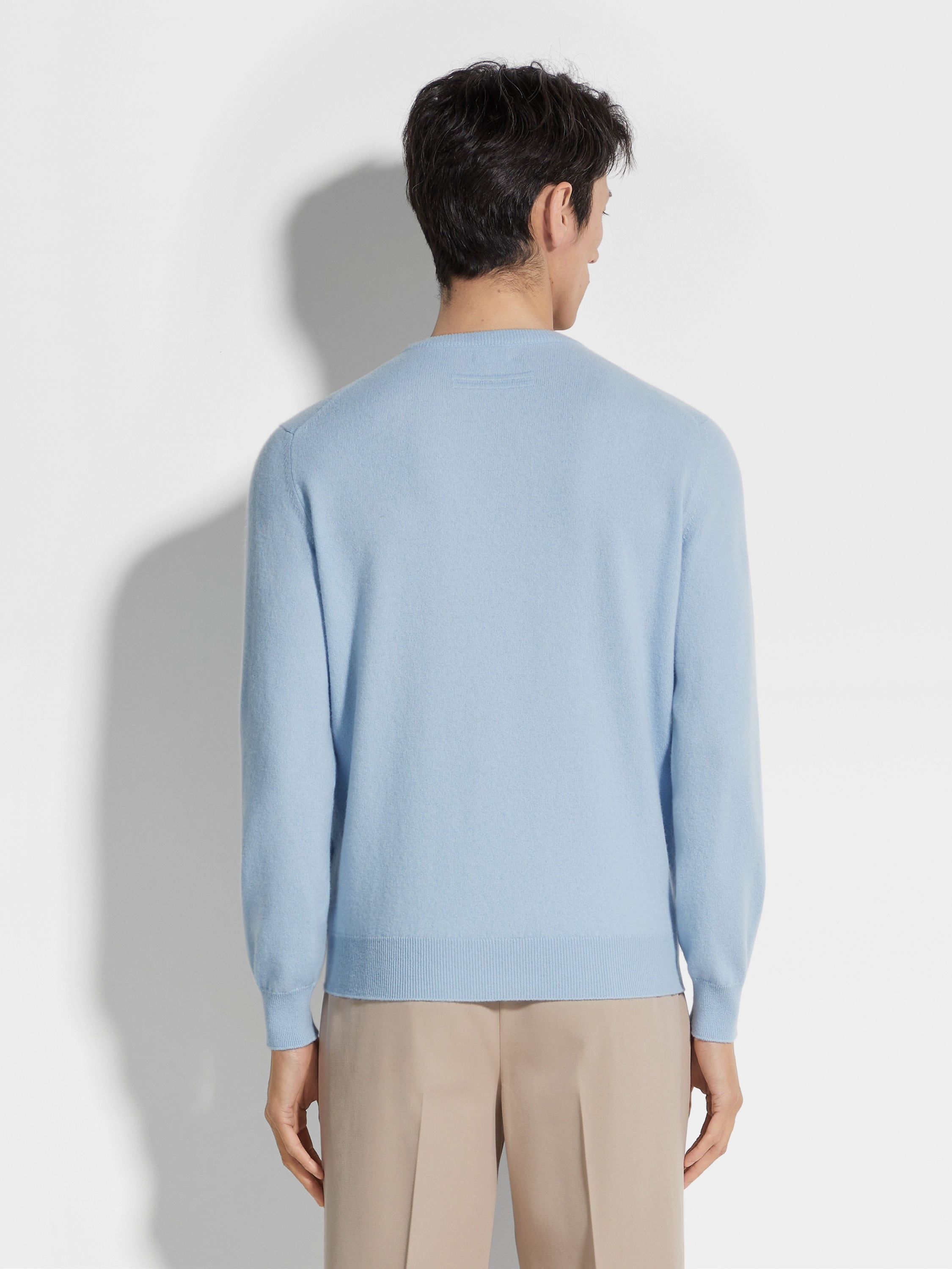 LIGHT BLUE OASI CASHMERE CREWNECK - 5