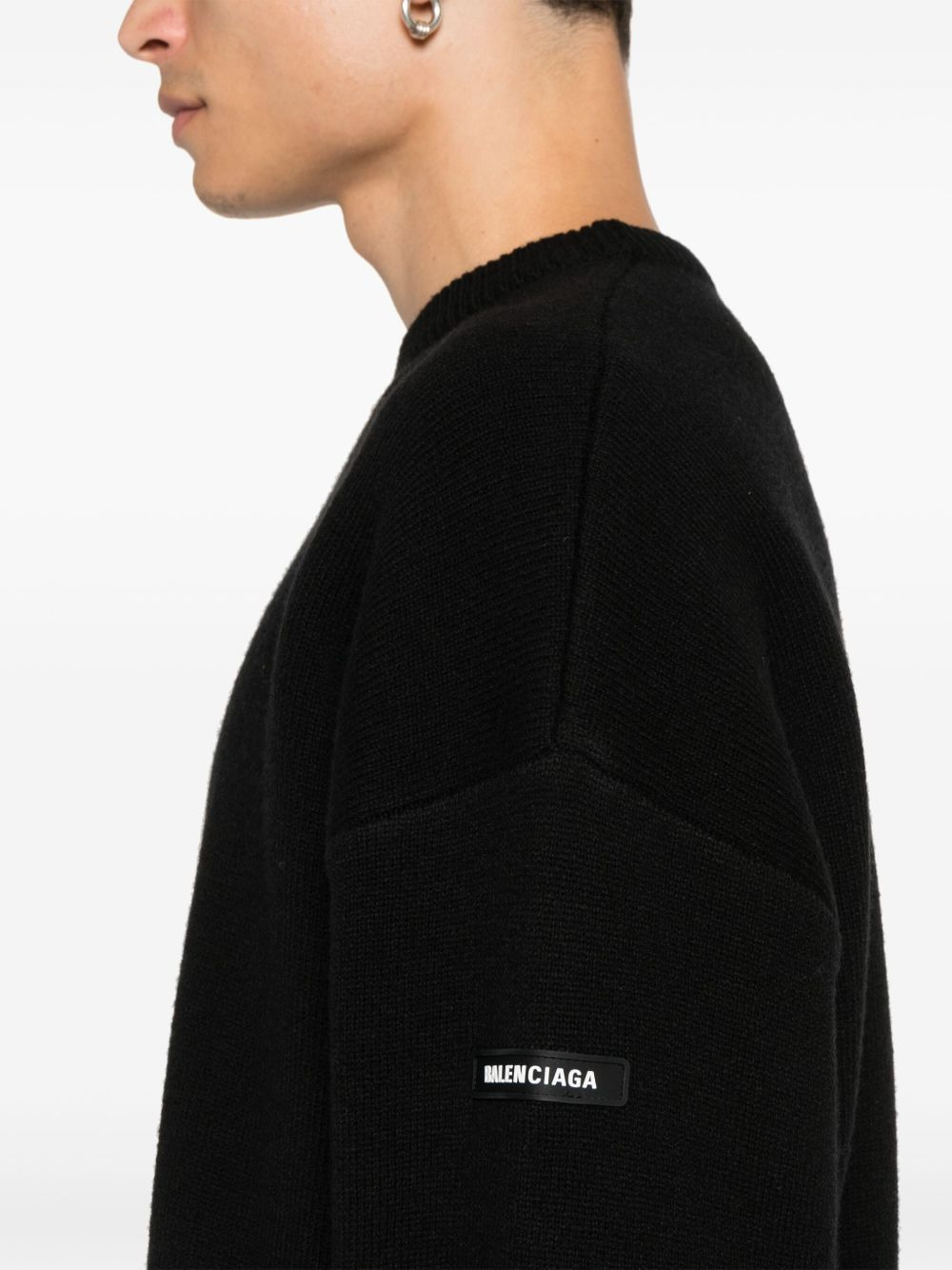 logo-patch wool sweatshirt - 6