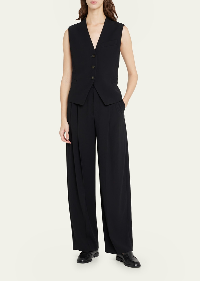 Vince Drop-Waist Pleated Crepe Trousers outlook