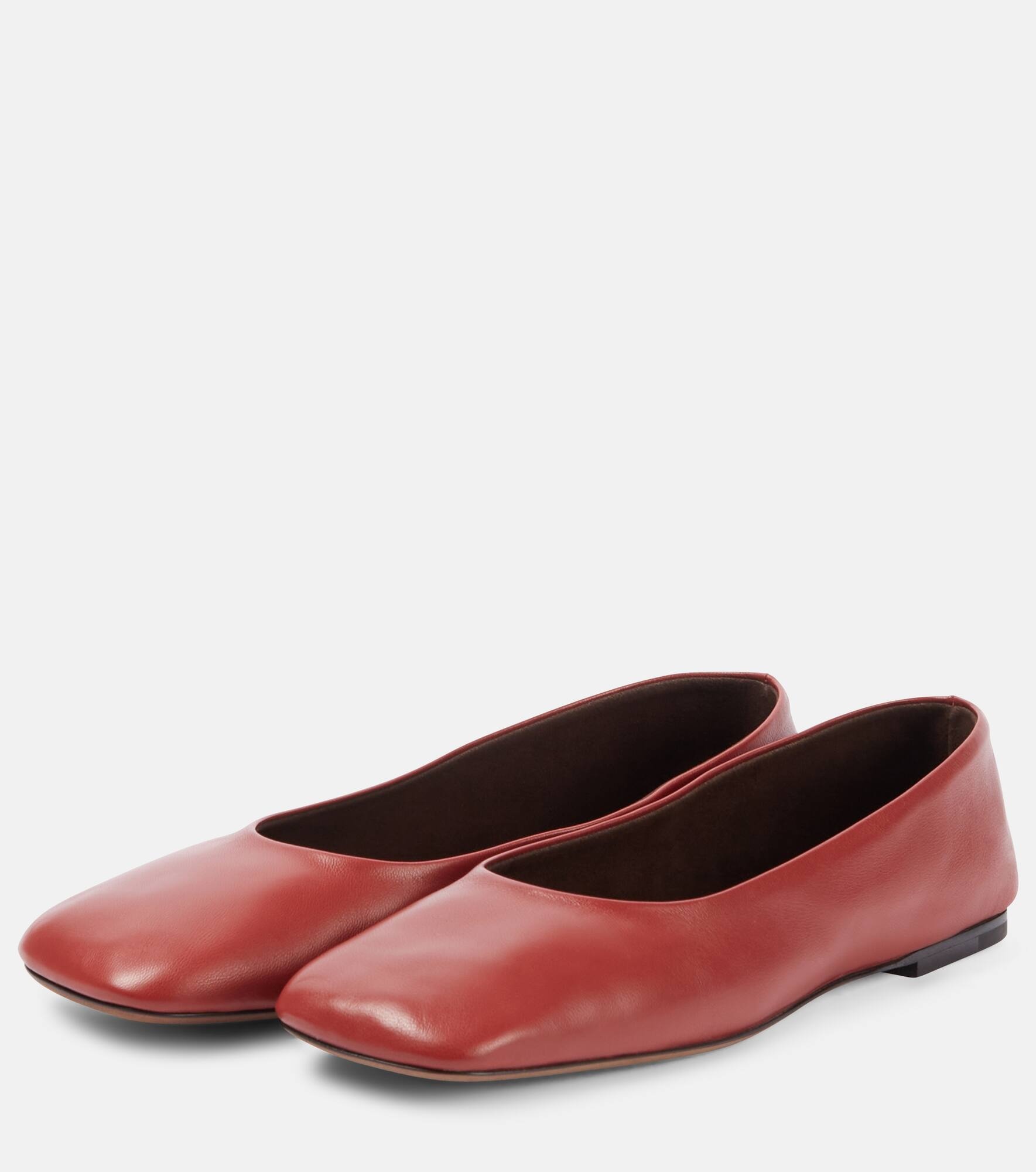 Square leather ballet flats - 4