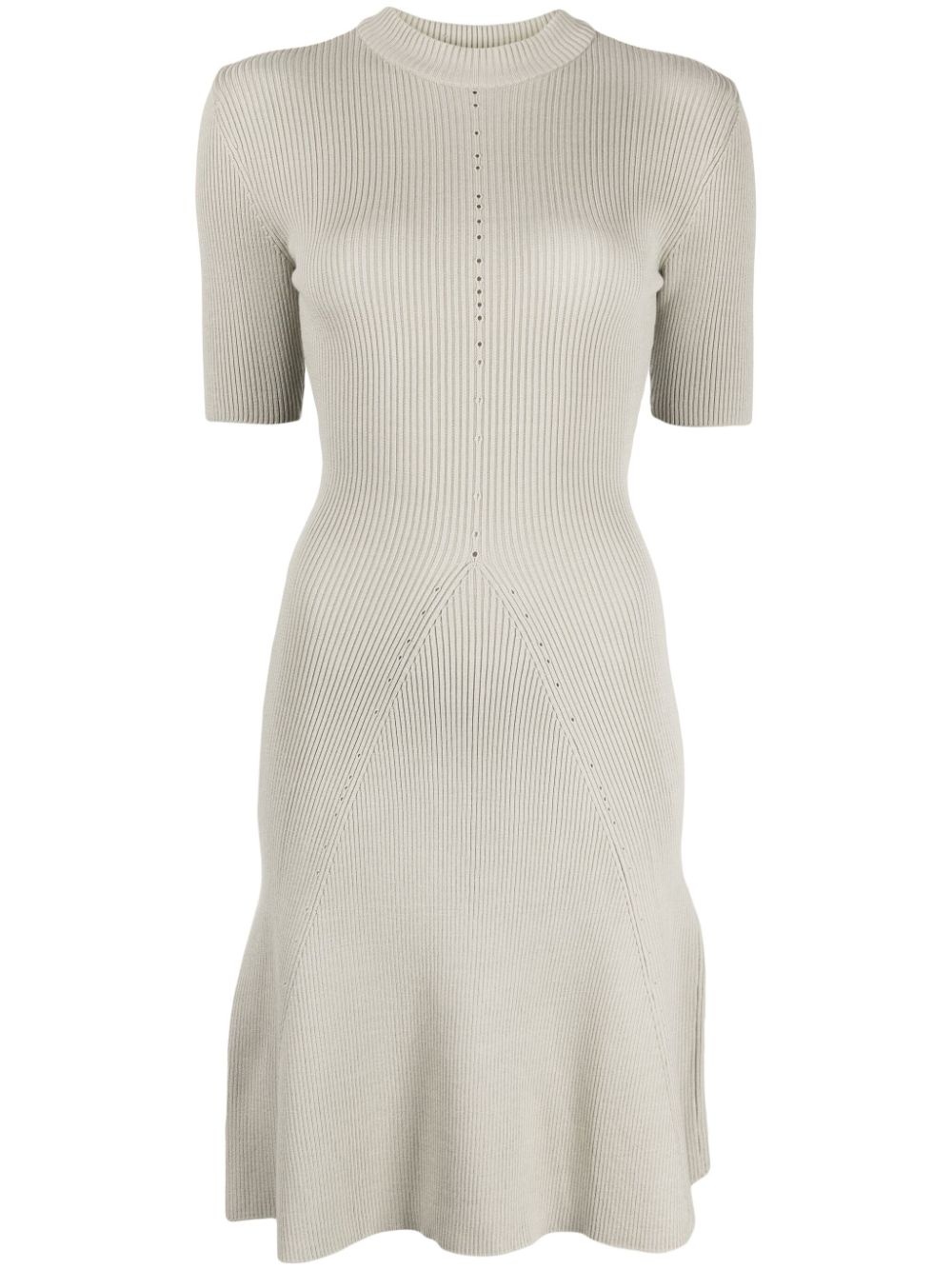 ribbed-knit flared dress - 1