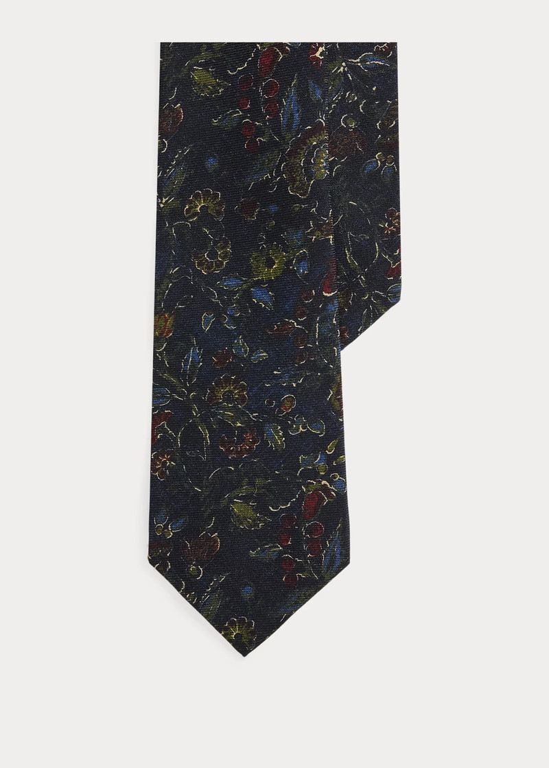 Floral Wool Challis Tie 1