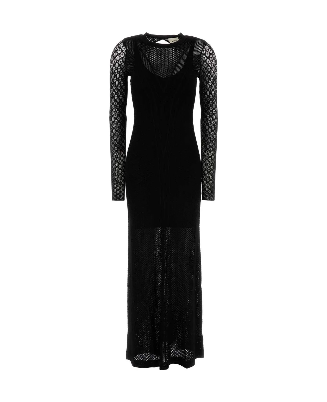 Black Knit And Lace Florie Long Dress - 1