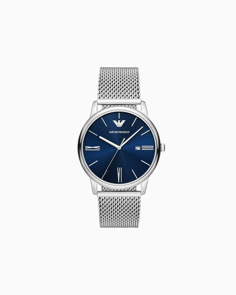 THREE-HAND DATE STAINLESS STEEL MESH WATCH 1