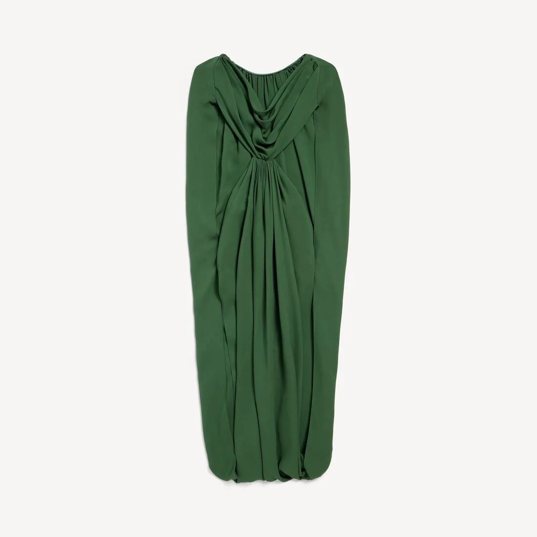 Women's Draped Cape Dress in Bottle Green - 1