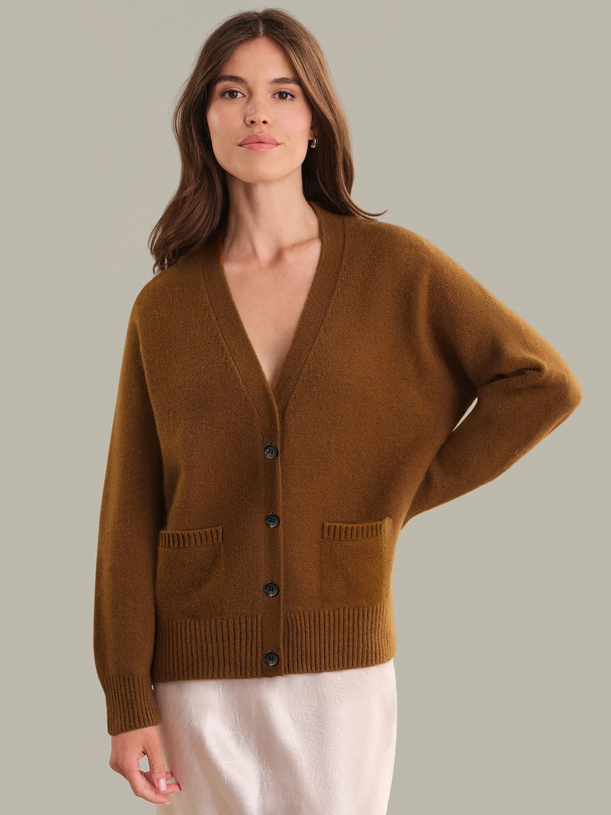 Collins: 100% Cashmere V-Neck Cardigan - 1