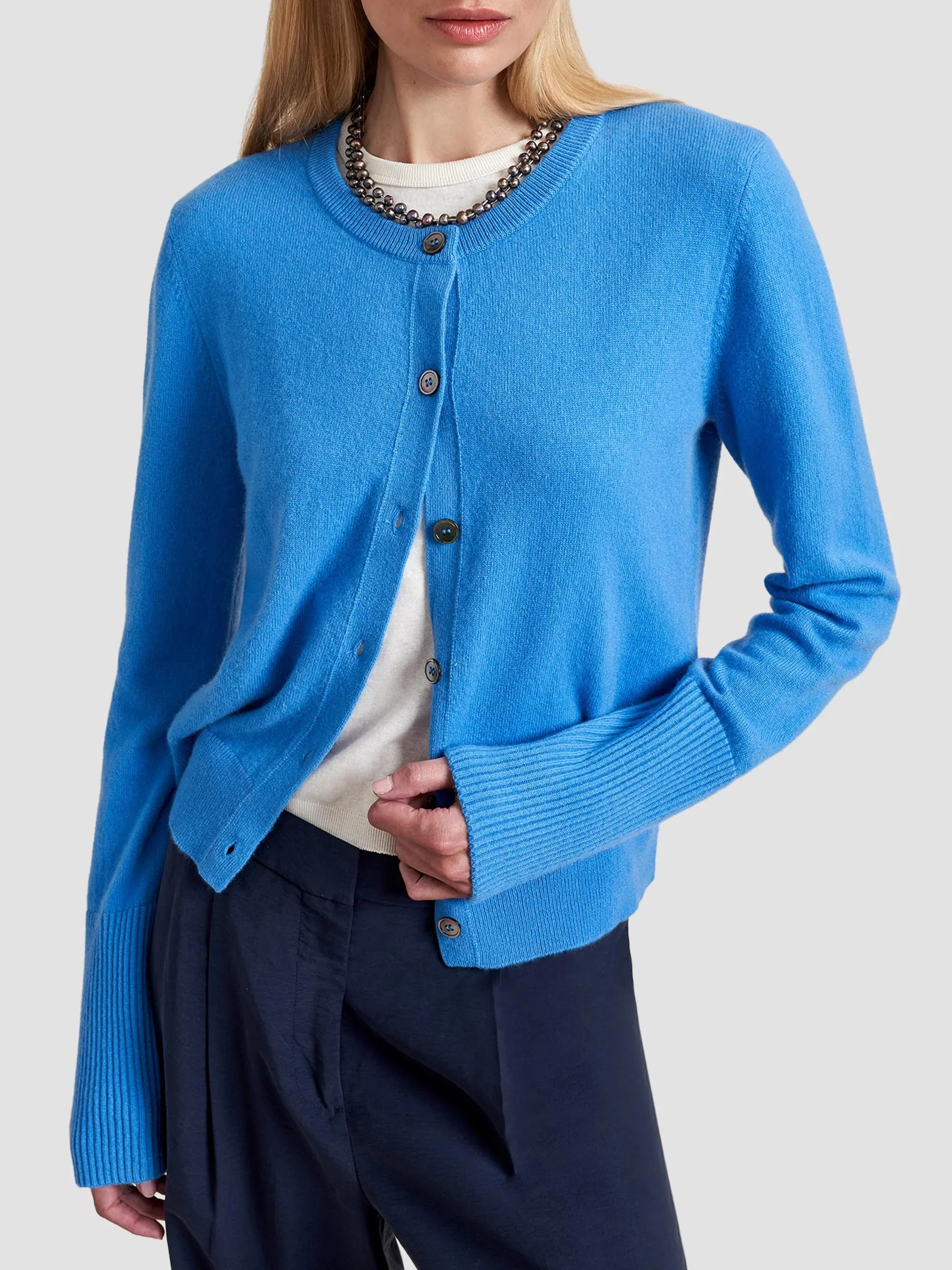 Women's Cashmere Cardigan - Cerulean - 1