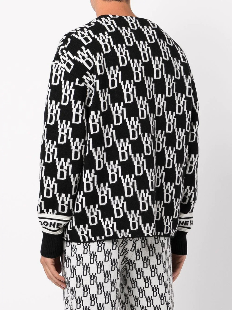 monogram V-neck cardigan 5