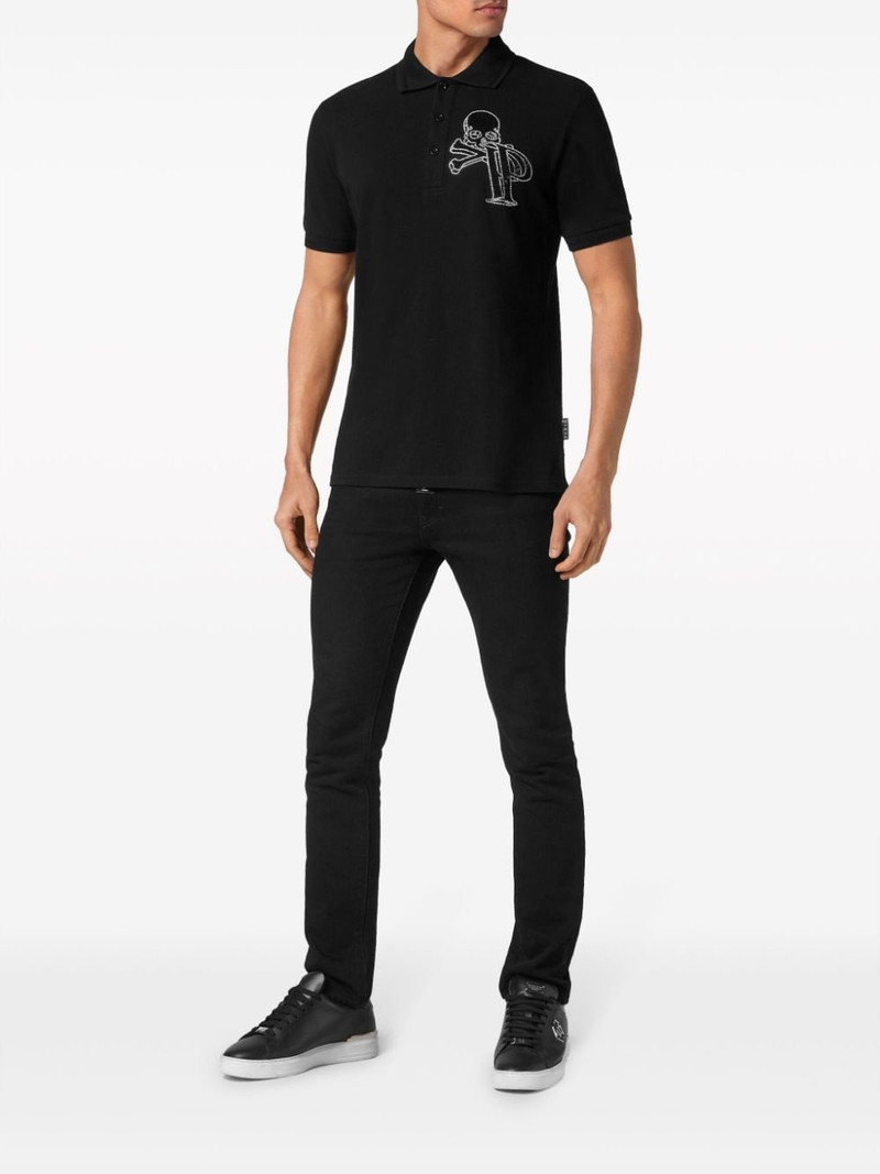 PHILIPP PLEIN crystal-embellished cotton polo shirt outlook