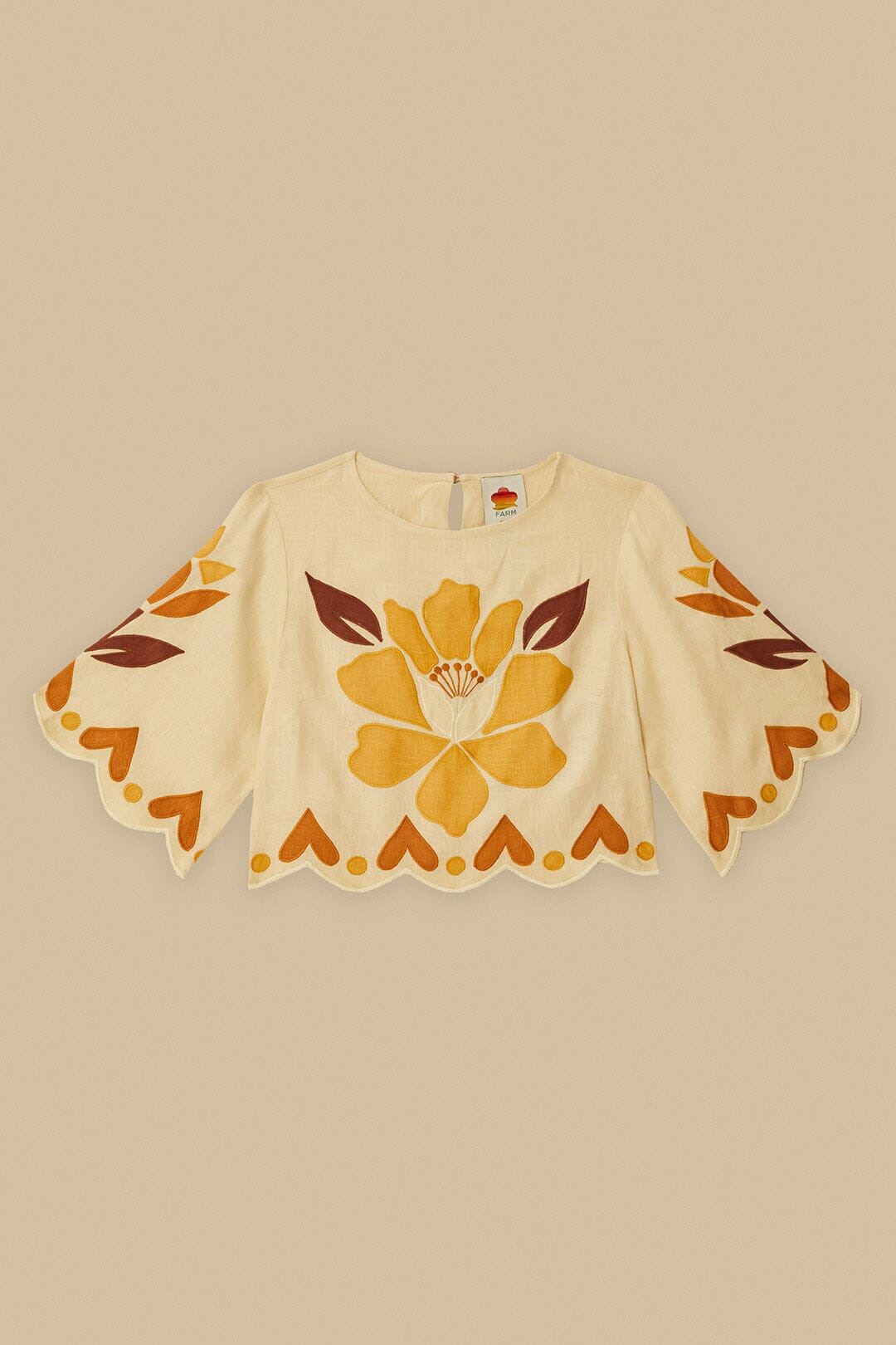 Sand Summer Cutwork Euroflax™ Premium Linen Blouse - 3