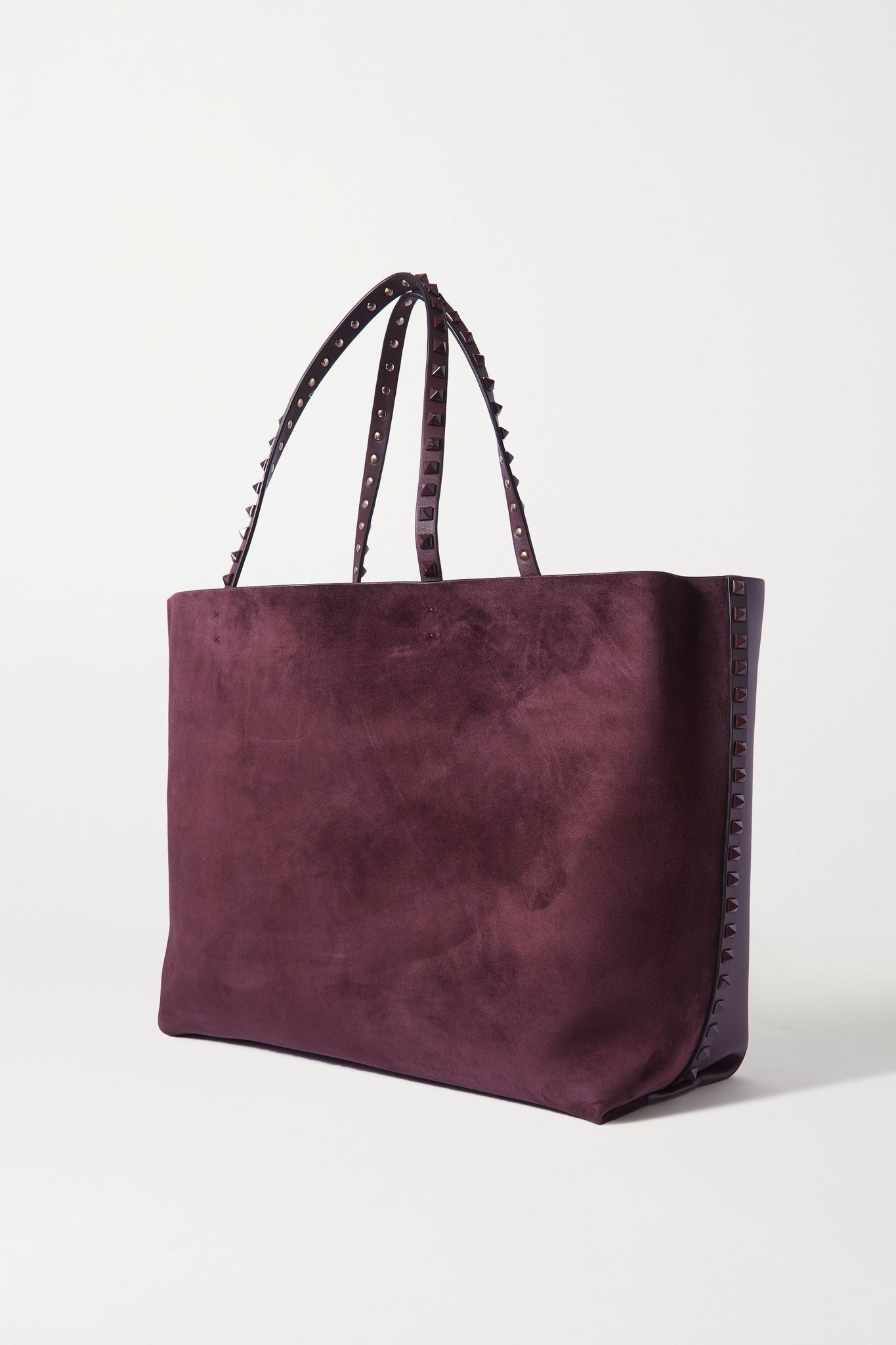 Valentino Garavani Rockstud suede and leather tote - 3