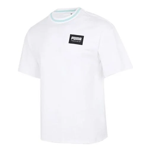 PUMA Logo Loose Sports Round Neck Short Sleeve White 845861-02 - 1