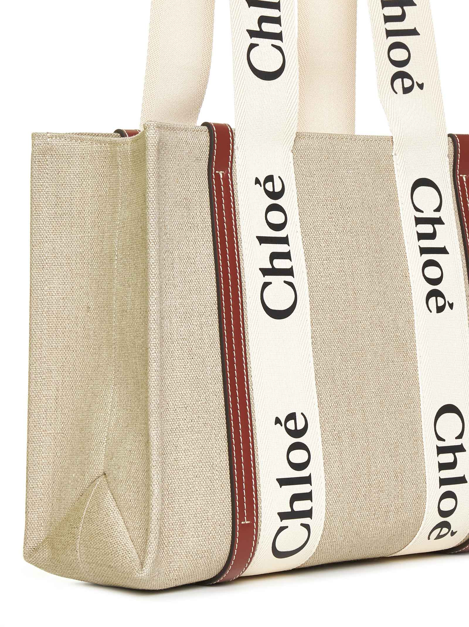 Chloé Women Woody Linen Tote Bag Chloè - 4