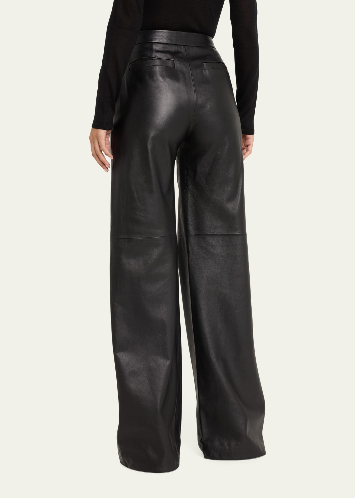 Livvy Mid-Rise Straight-Leg Leather Trousers - 3