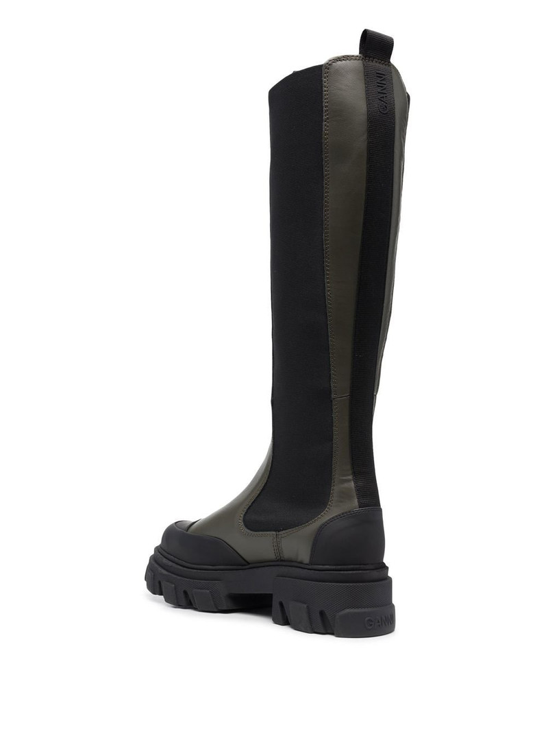 knee-high chunky leather chelsea boots 3