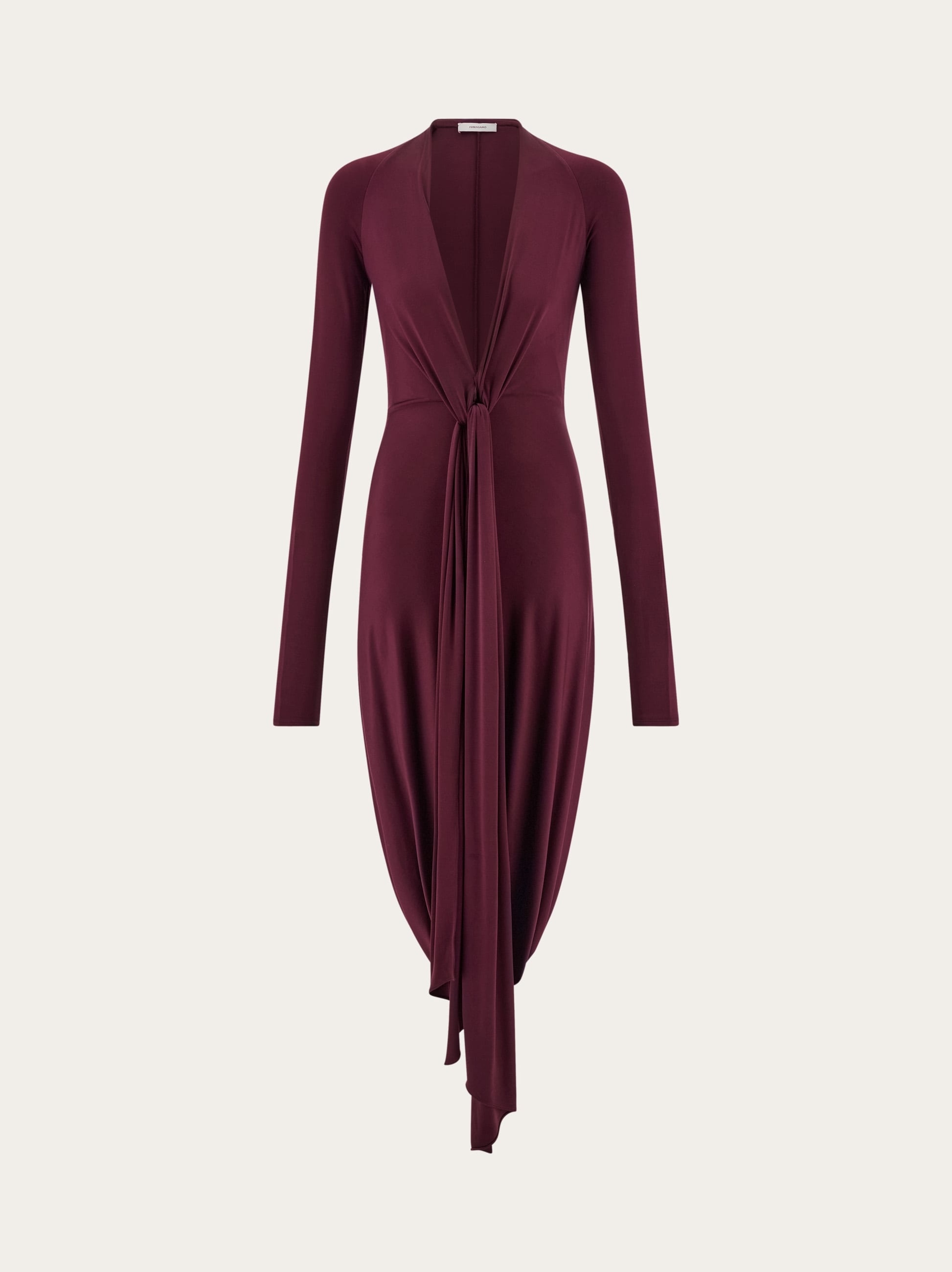 Deep V-neck dress with knot detail - 1