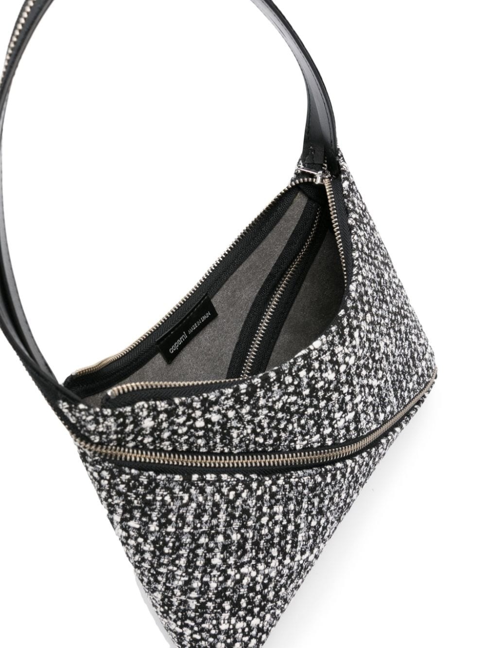 zip-detailing tweed shoulder bag - 5
