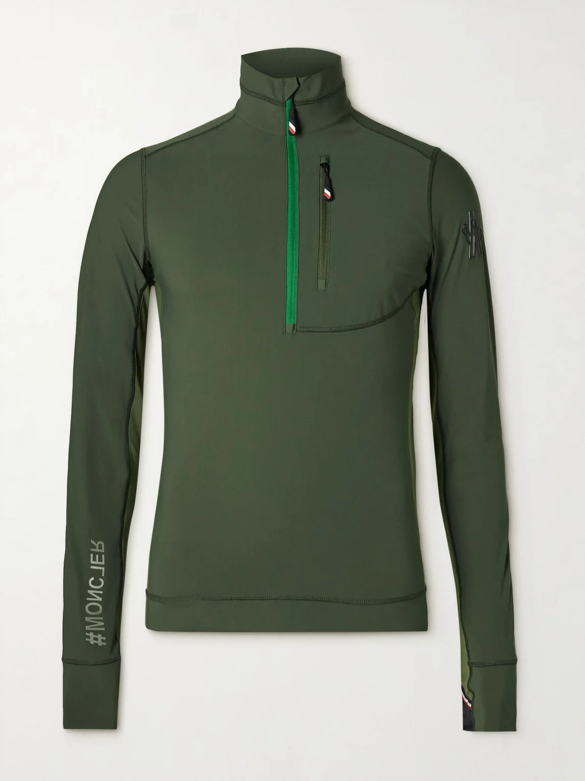 Logo-Appliquéd Stretch-Jersey Zip-Up Base Layer - 1