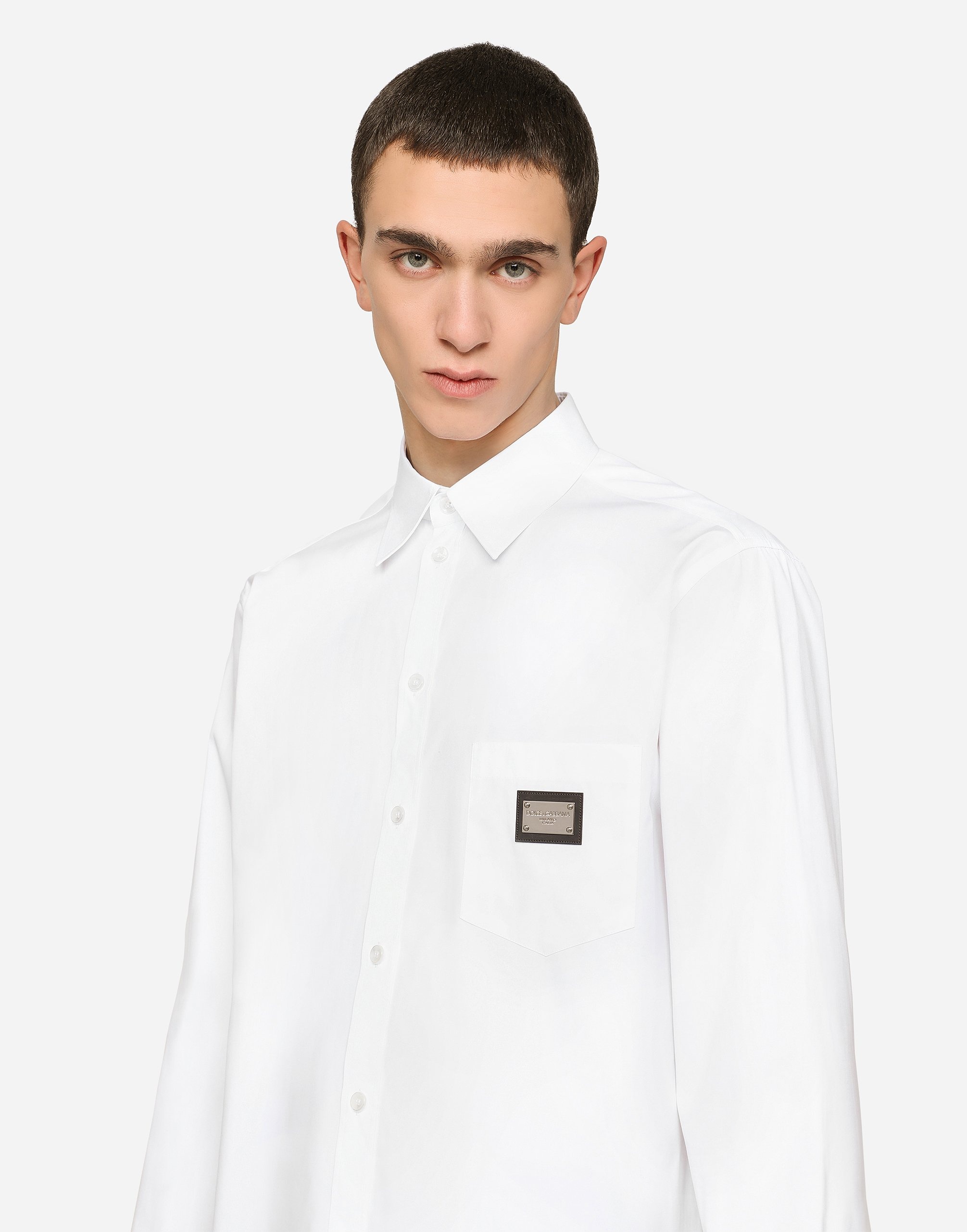 Cotton Martini-fit shirt with branded tag - 5