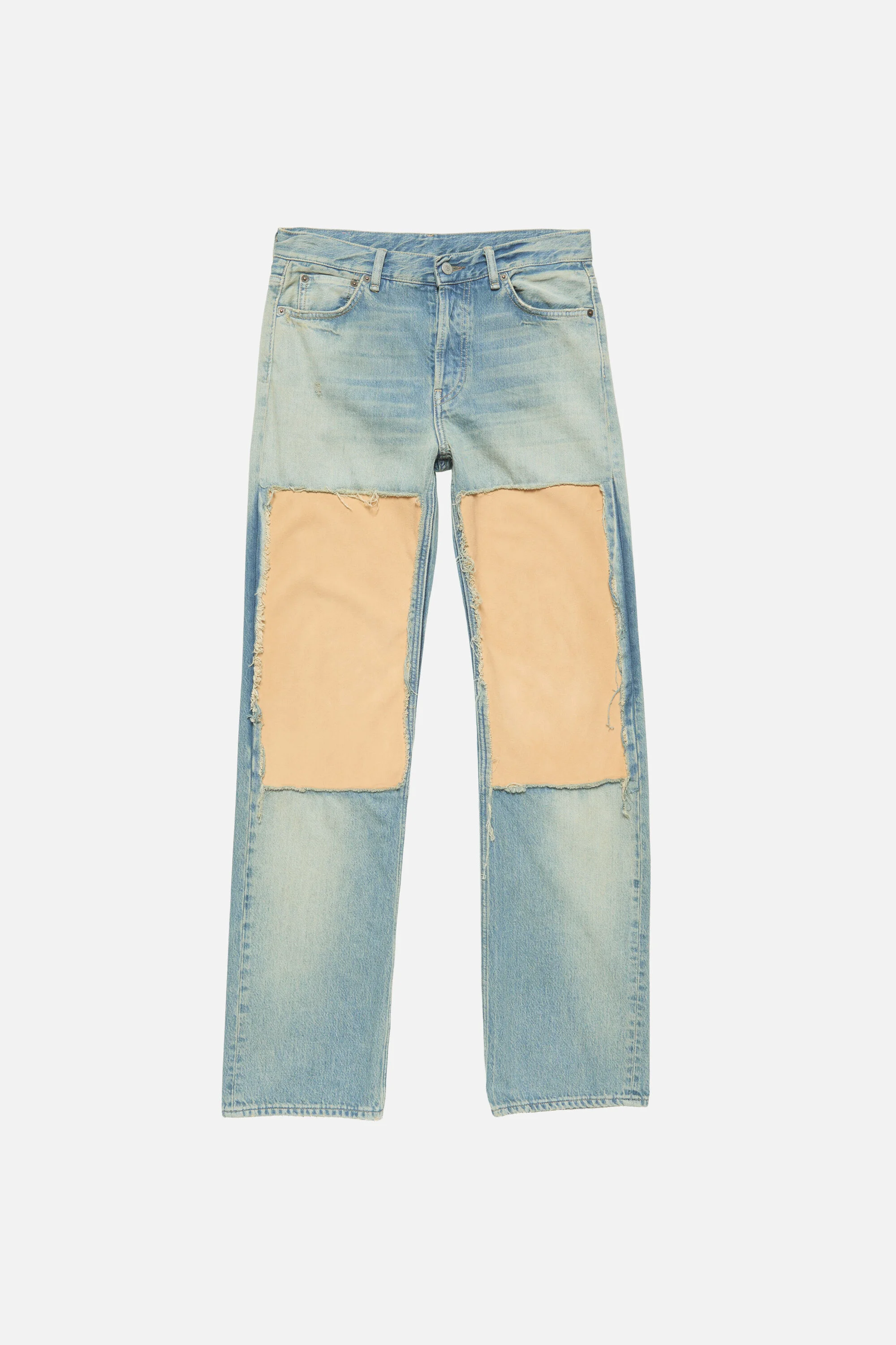 Suede Panel Jeans - Light blue - 1