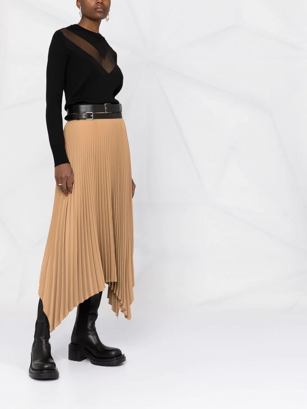 sheer panel crew-neck jumper - 4