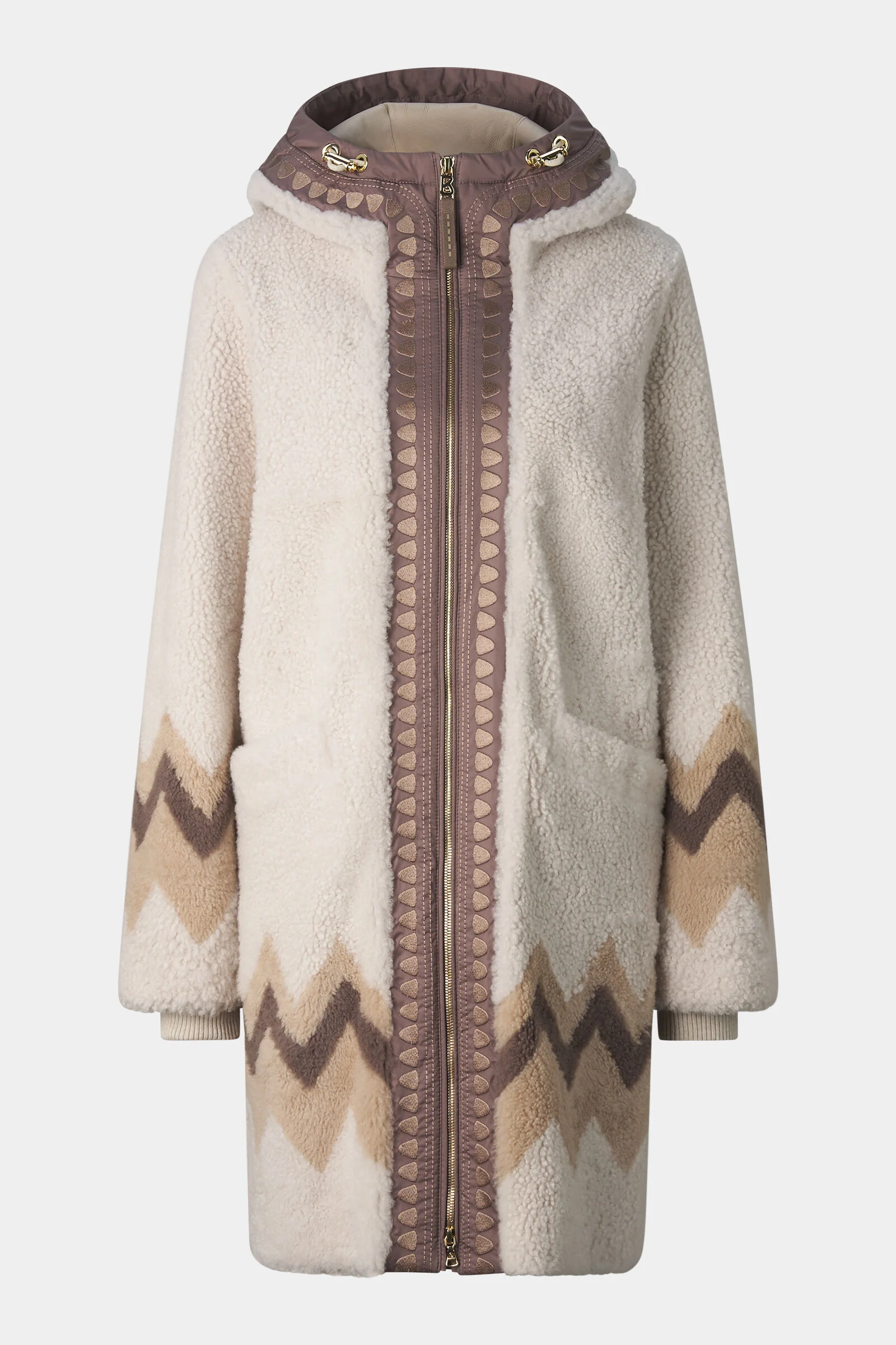 Niva Lambskin Coat in Cream/Brown - 1