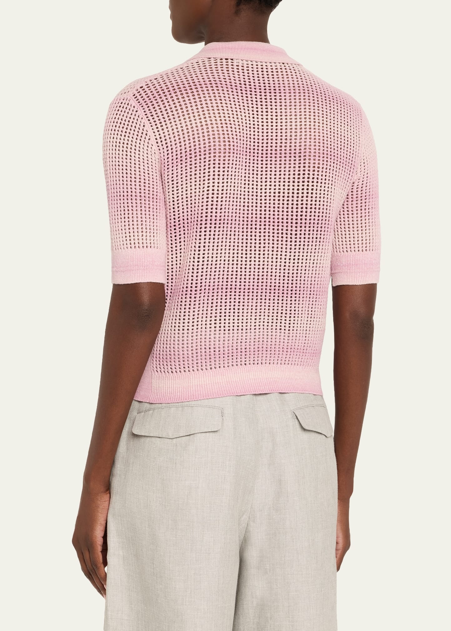 Cashmere Mesh Shrunken Polo Shirt - 3