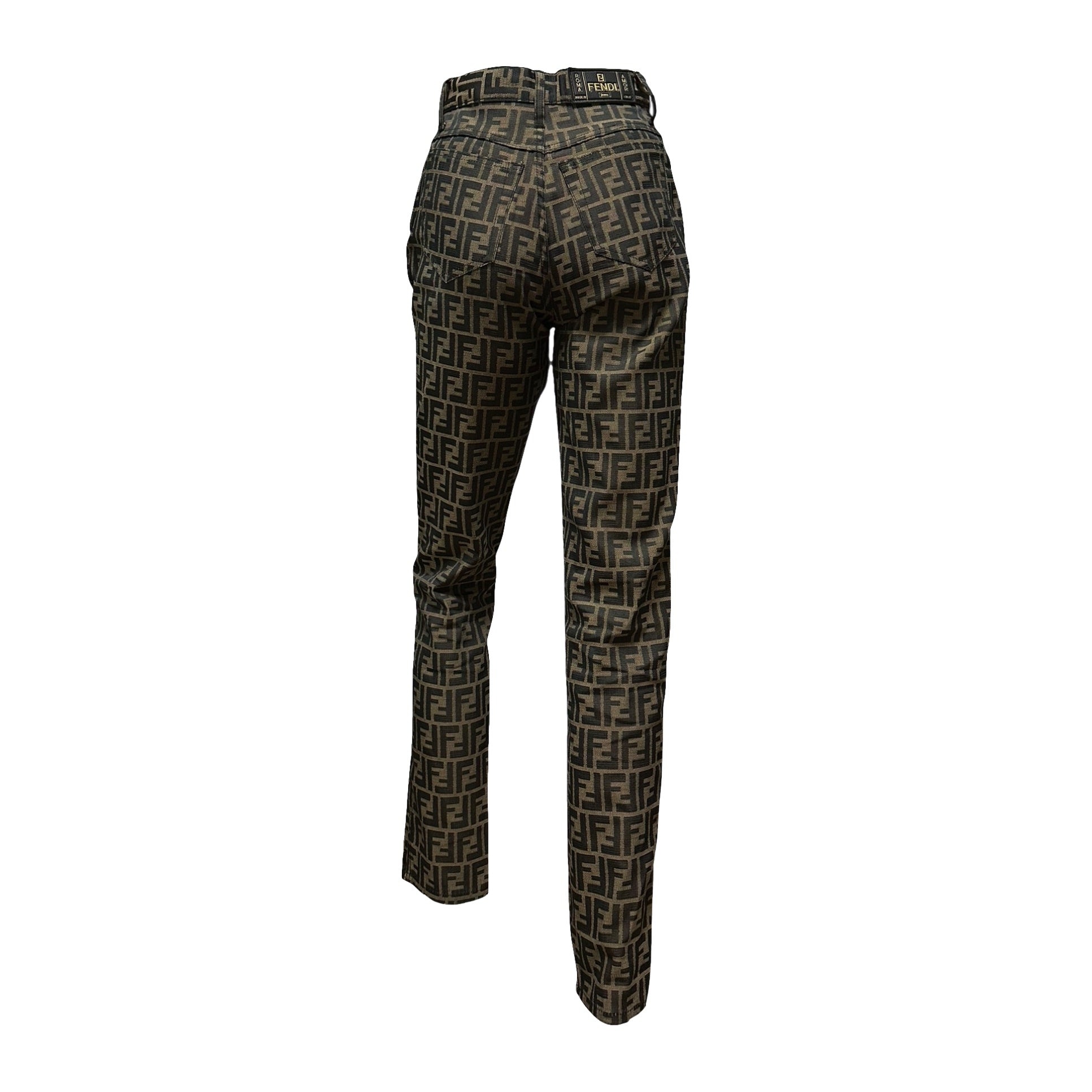 FENDI Vintage FF Zucca Monogram High Rise Straight Leg Pants - 2
