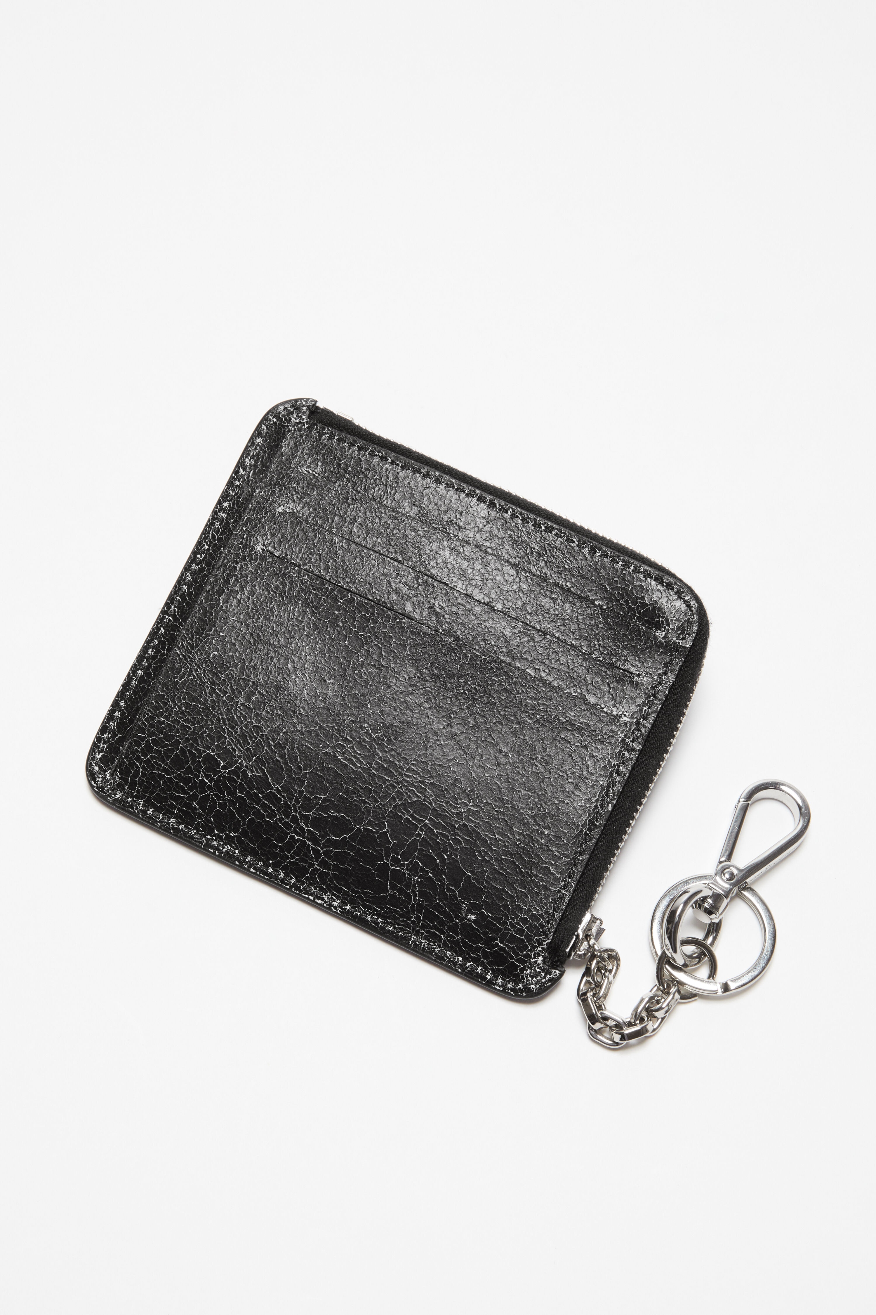 Zip leather wallet - Black - 4