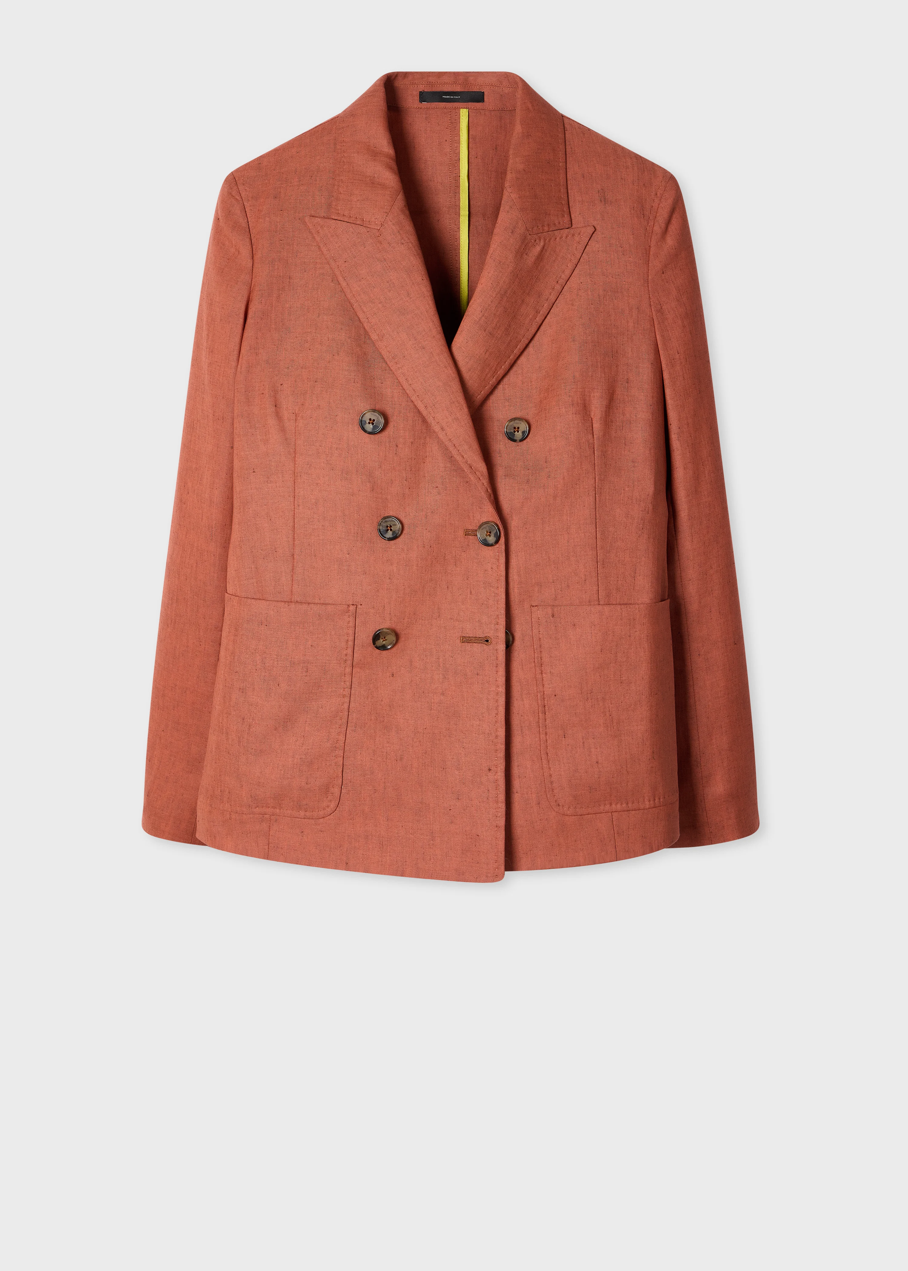 Women's Rust Linen-Wool Blend Double-Breasted Blazer - 1