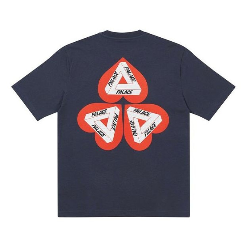 채용 정보 하트 모양 Tri-FERg 패턴 짧은 소매 Unisex 블루 P20TS111 - 1