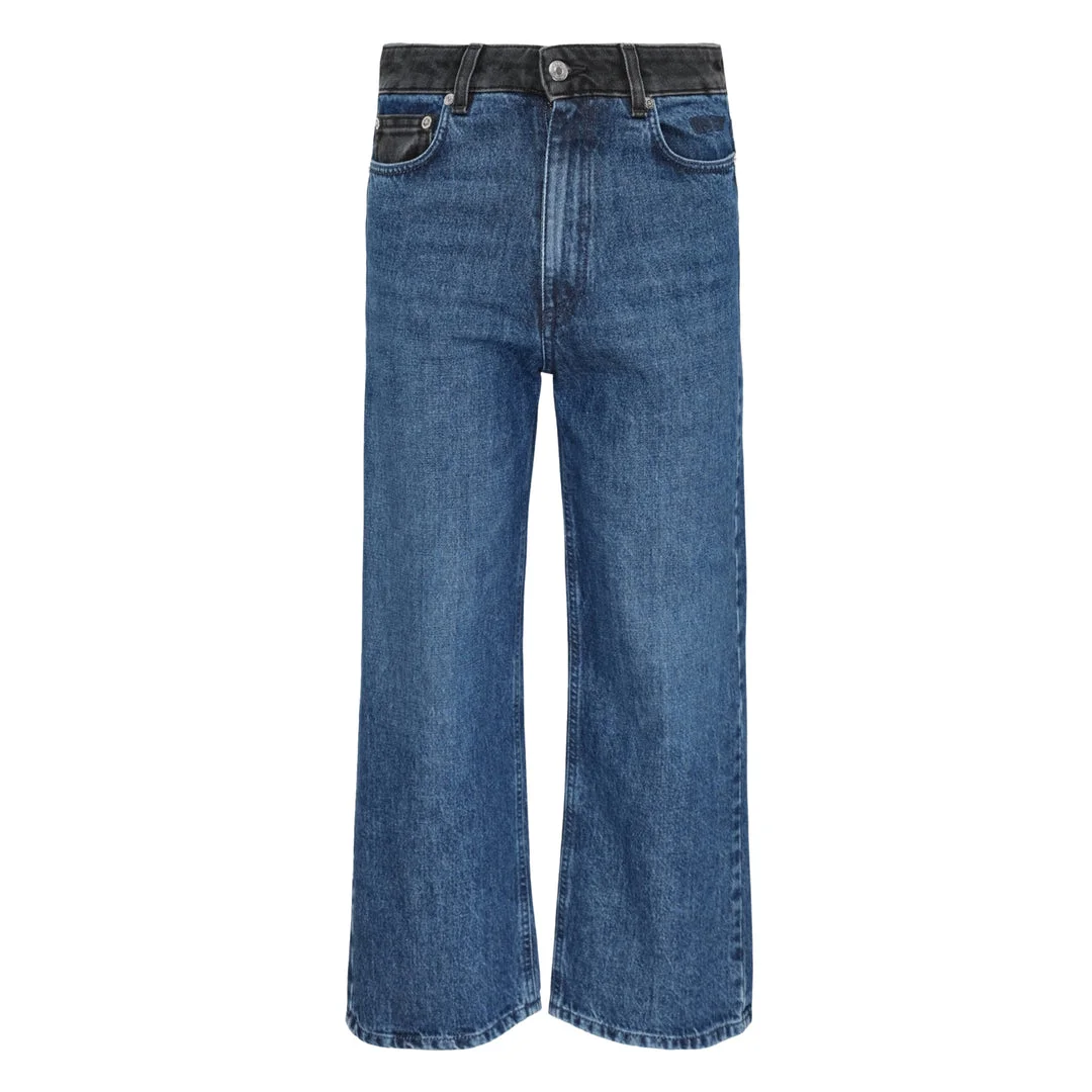 Contrast Waistband Straight Leg Jeans - 1