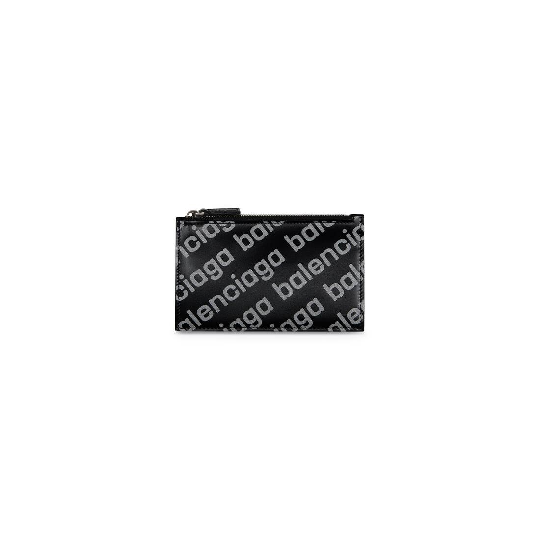 Men's Cash Large Long Coin And Card Holder Reflective Allover Logo Printed in Black - 1