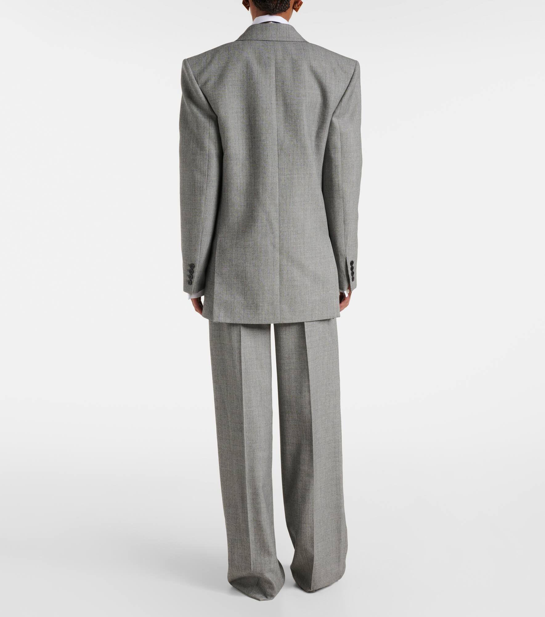 Double-breasted wool twill blazer - 3