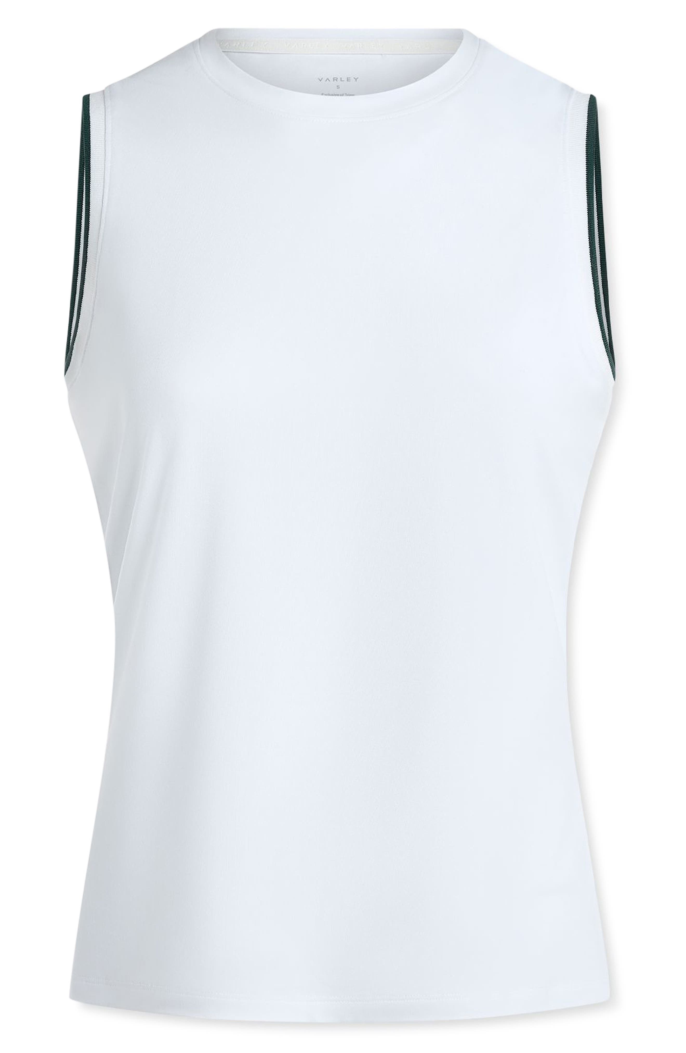 Varley Arton Performance Tank in White/Forest at Nordstrom - 5