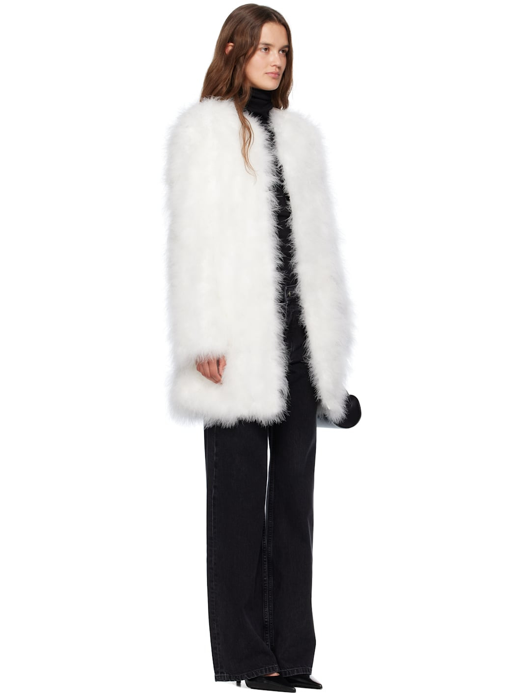 White Long Feather Coat - 2