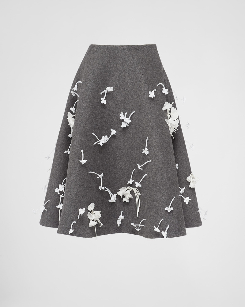 Embroidered velour midi-skirt 1