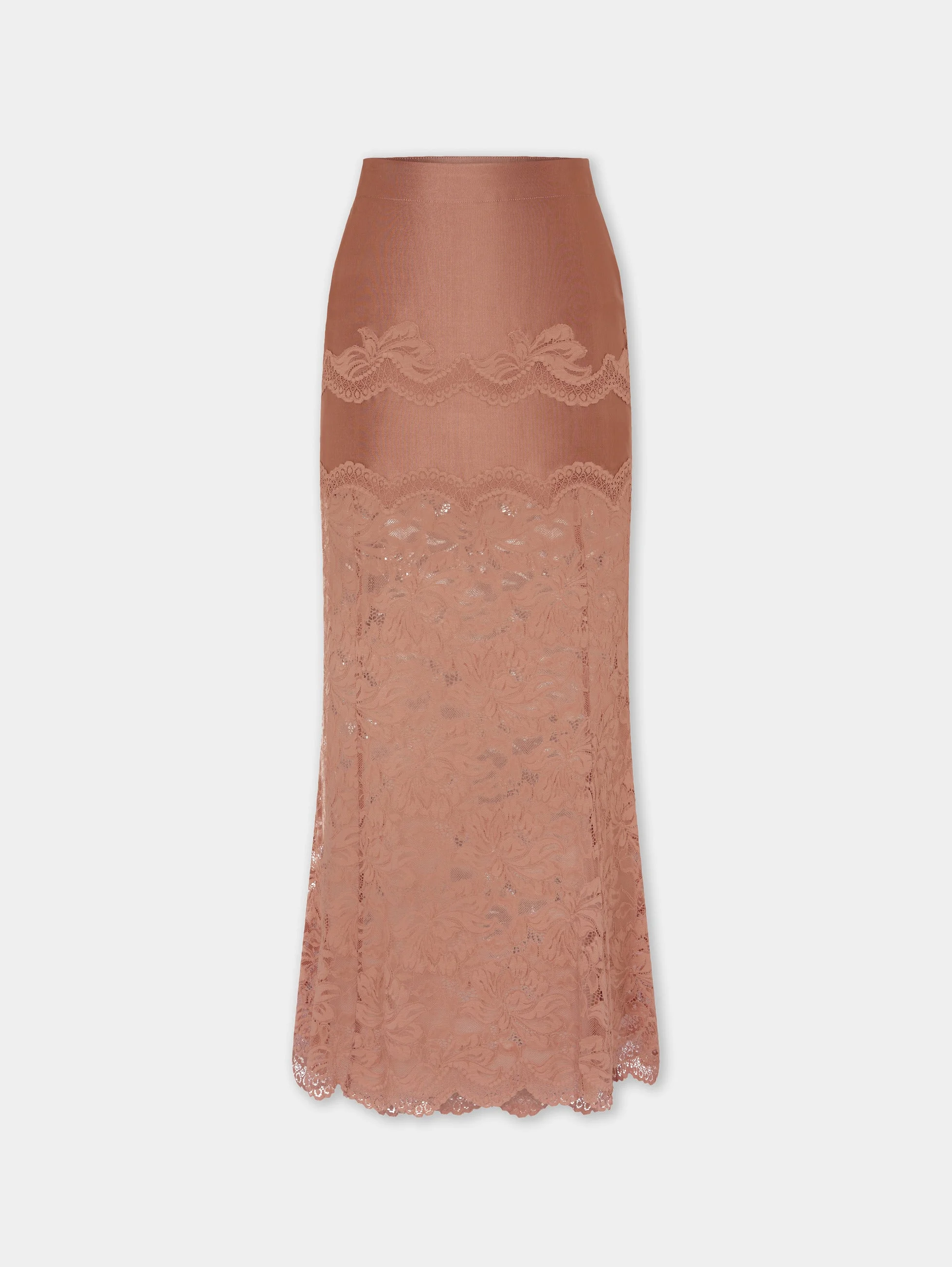 CAMEL MIDI SKIRT IN LACE AND JERSEY - 1