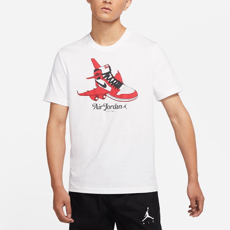 Jordan Air Jordan Shoe Alphabet Printing Round Neck Short Sleeve