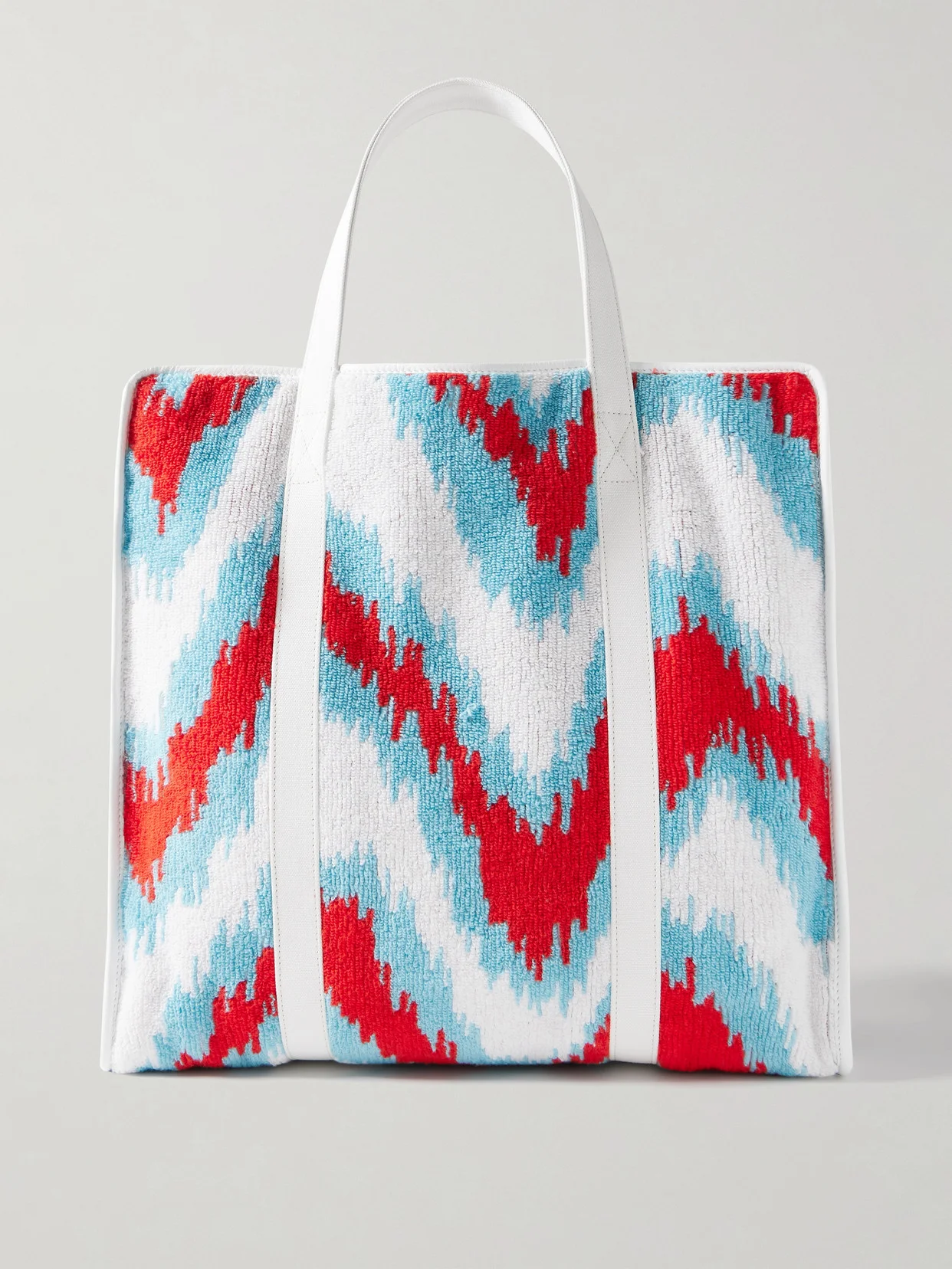 Canvas-trimmed Terry-jacquard Tote - 1