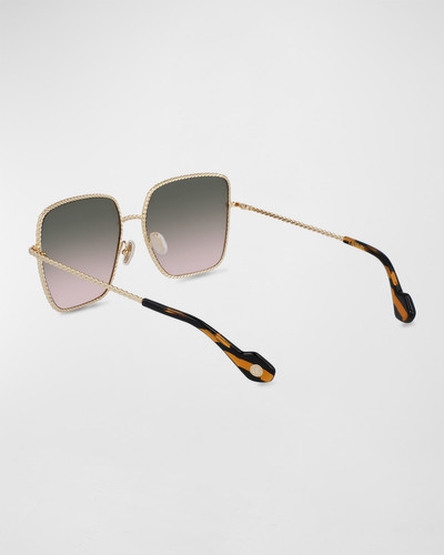 Lanvin Babe Oversized Square Twisted Metal Sunglasses outlook
