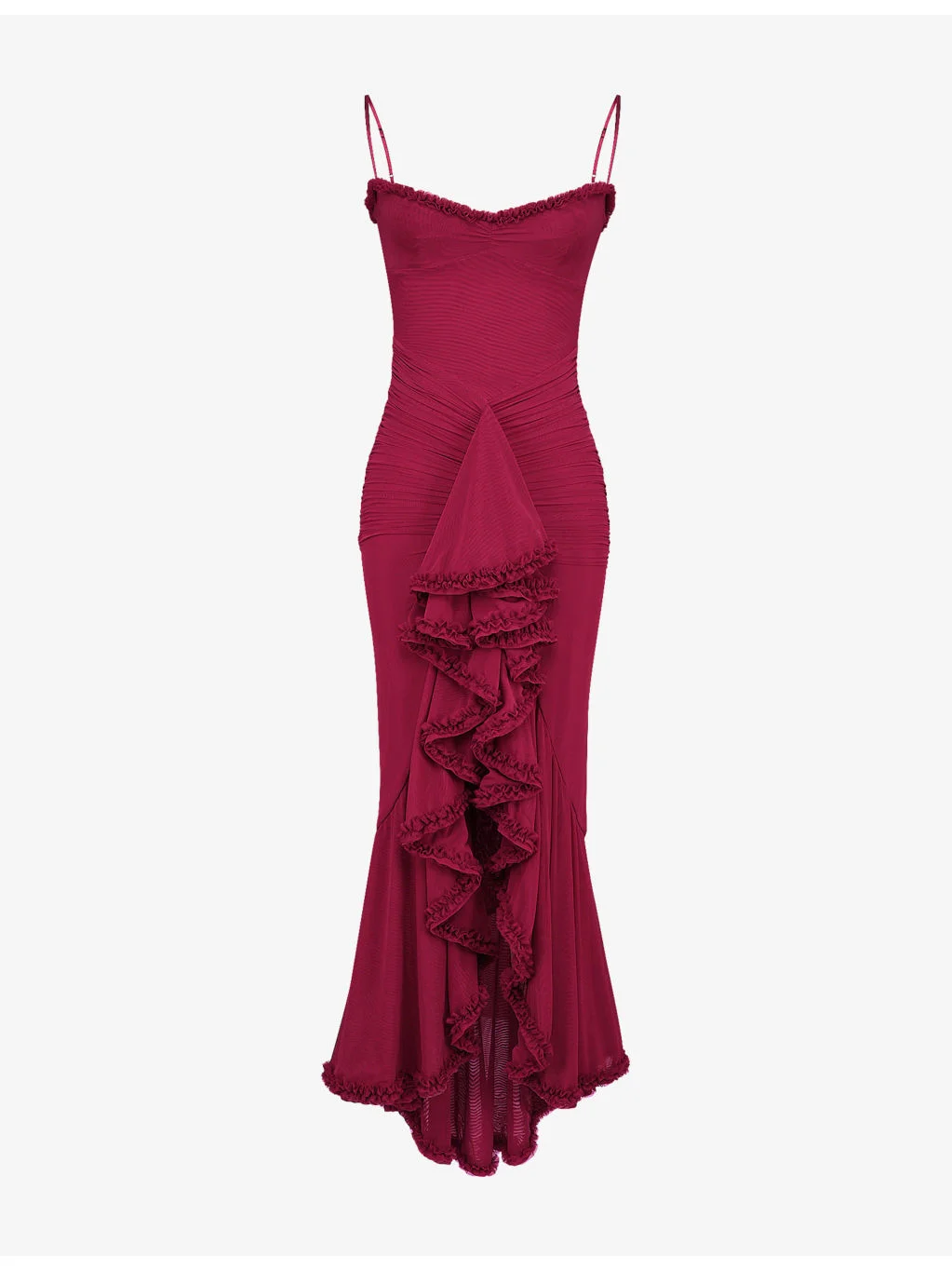 Gabbi Ruffle-Front Mesh Maxi Dress - 1
