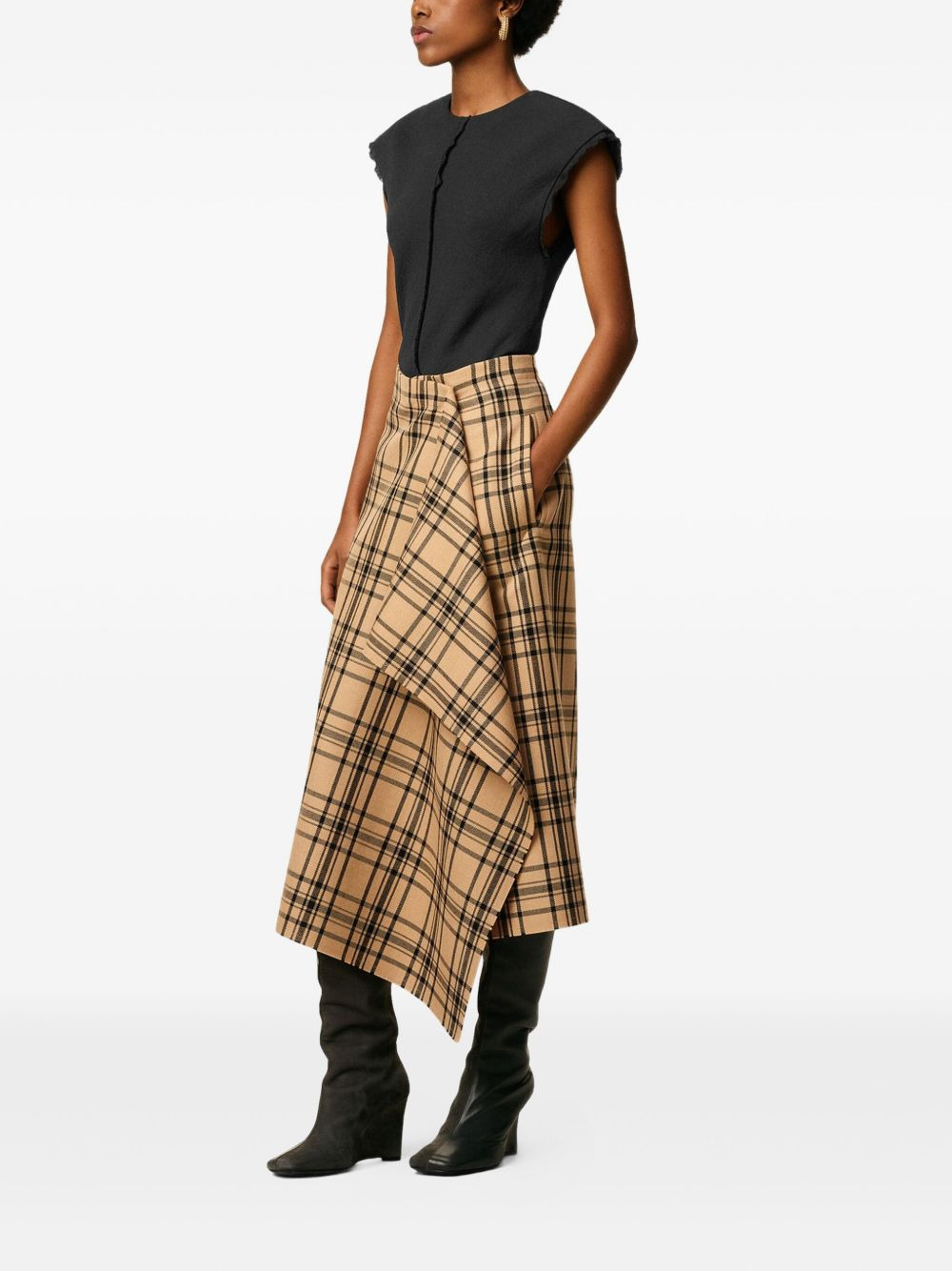 checked wrap midi skirt - 3
