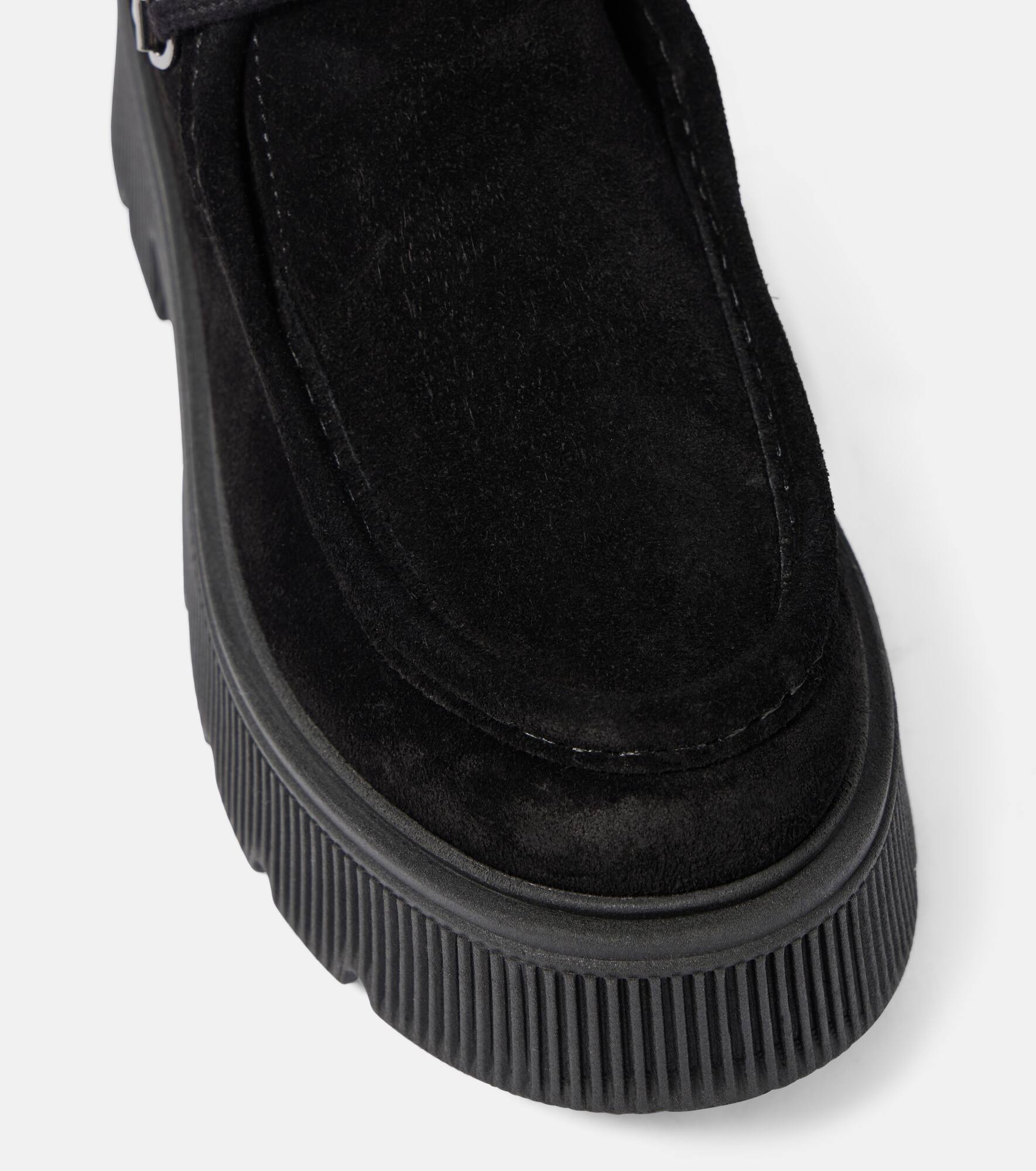 Shearling-trimmed leather ankle boots - 5