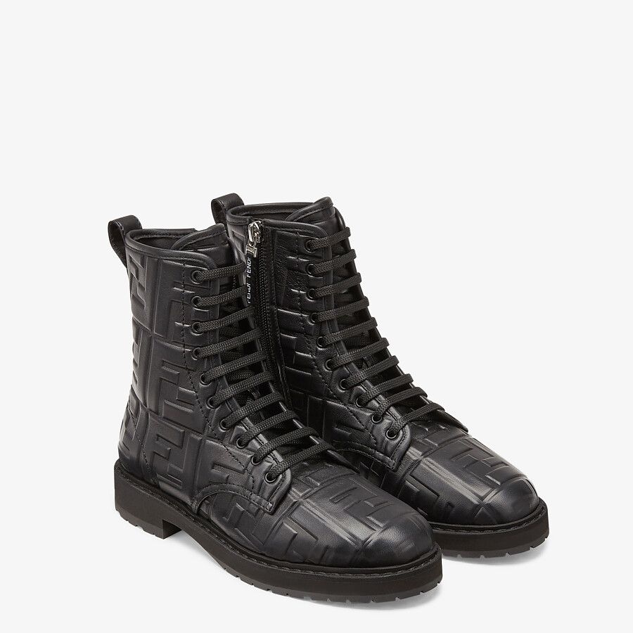 Black leather biker boots - 4