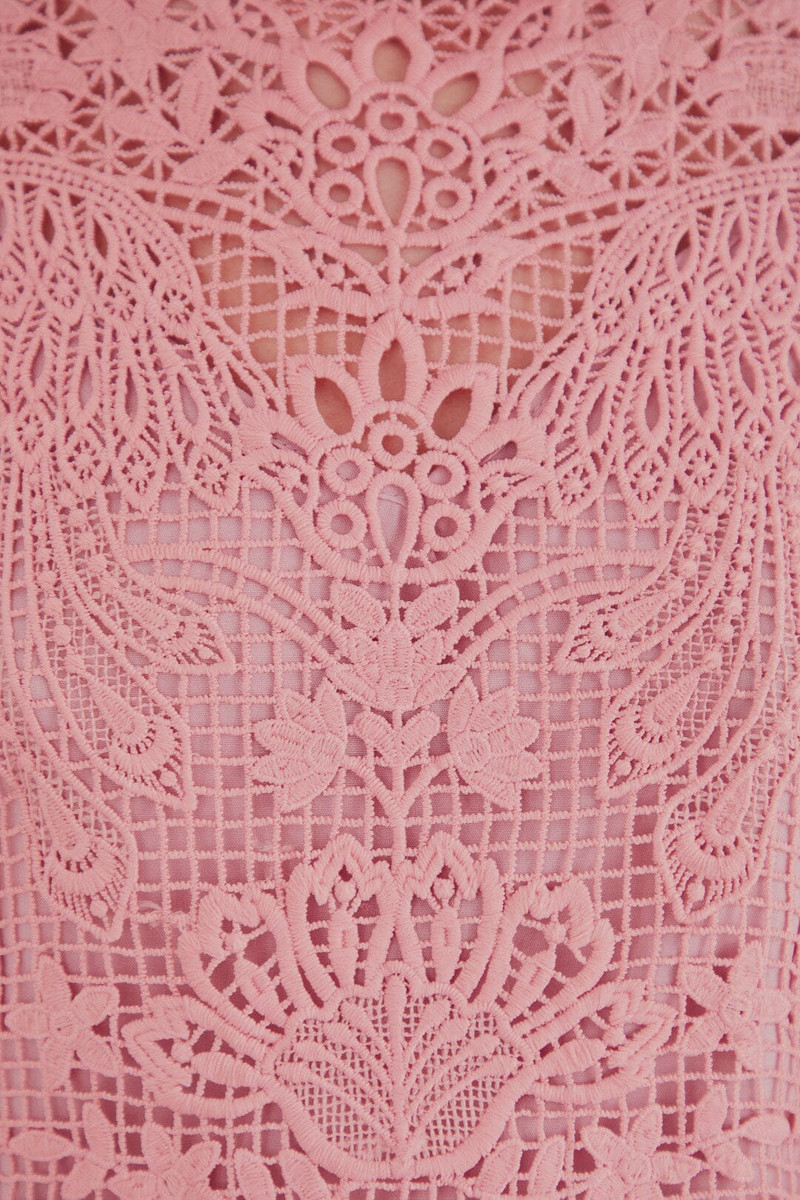 Blush Pink Guipure Long Sleeve Blouse 6